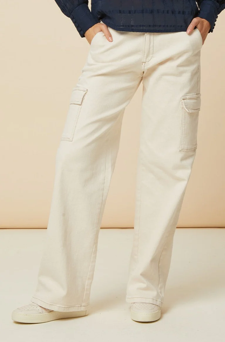 Erin Cargo Straight Leg Jeans | Cream