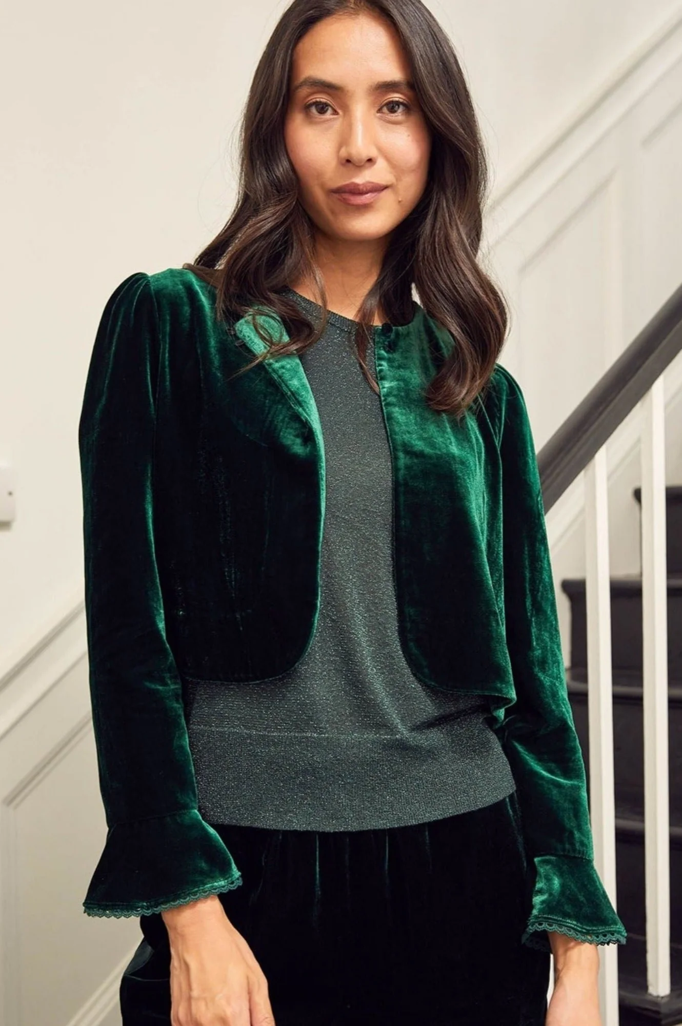 Adie Velvet Shrug | Emerald