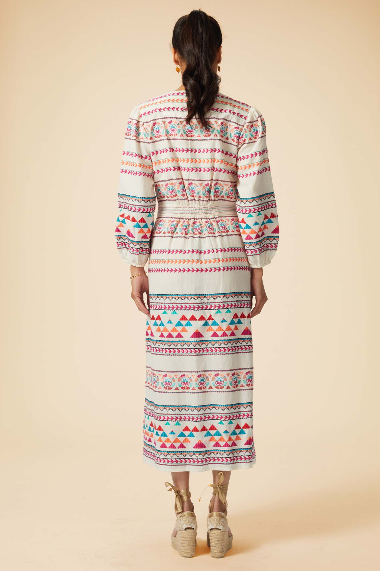 Jamila Jacquard Dress | Ecru/Multi