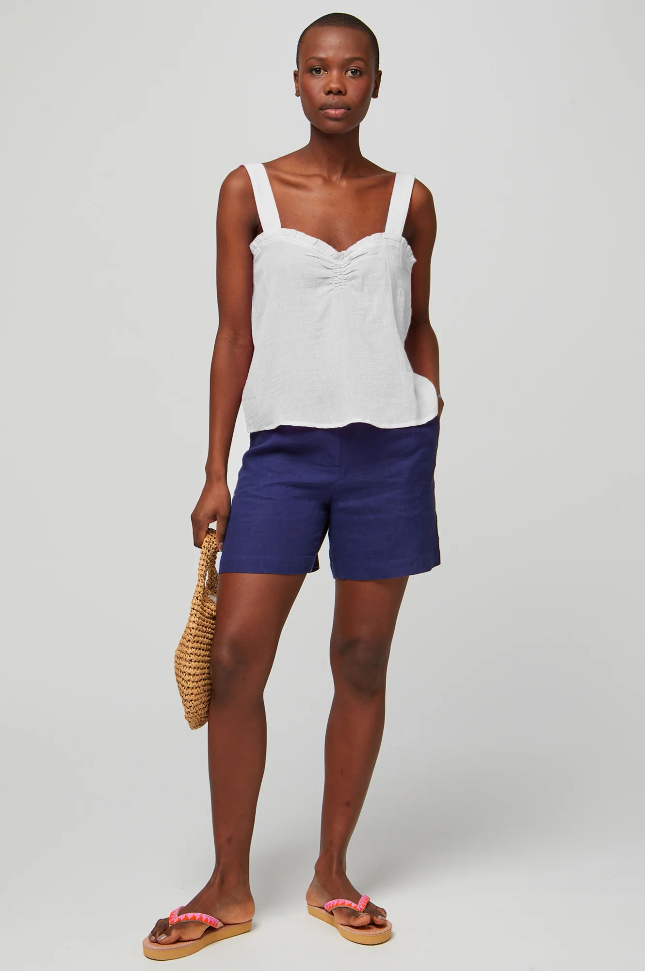 Piper Lace Trim Top | White