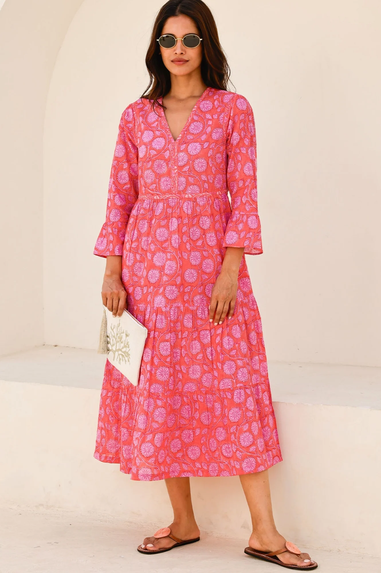 Hayden Block Print Dress | Mara Red/Pink