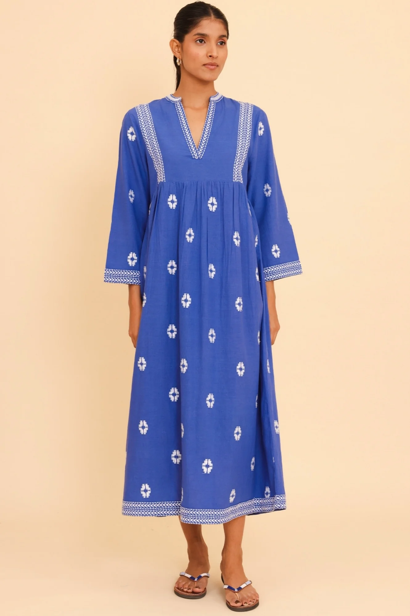 Enola Organic Cotton Dress | Dazzling Blue/White