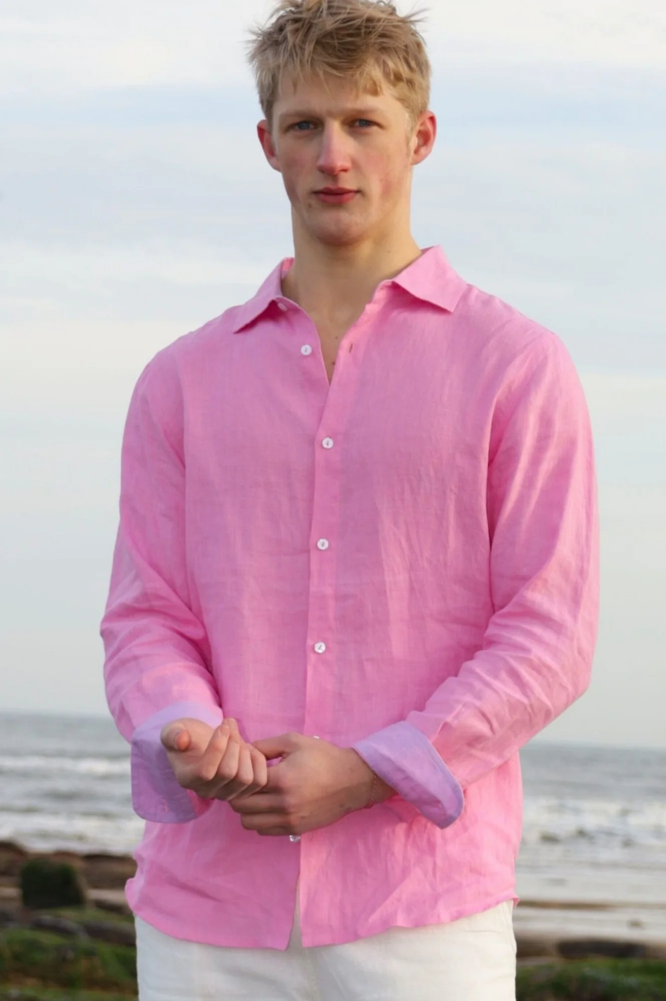 Men's Premium Linen Shirt | Pink