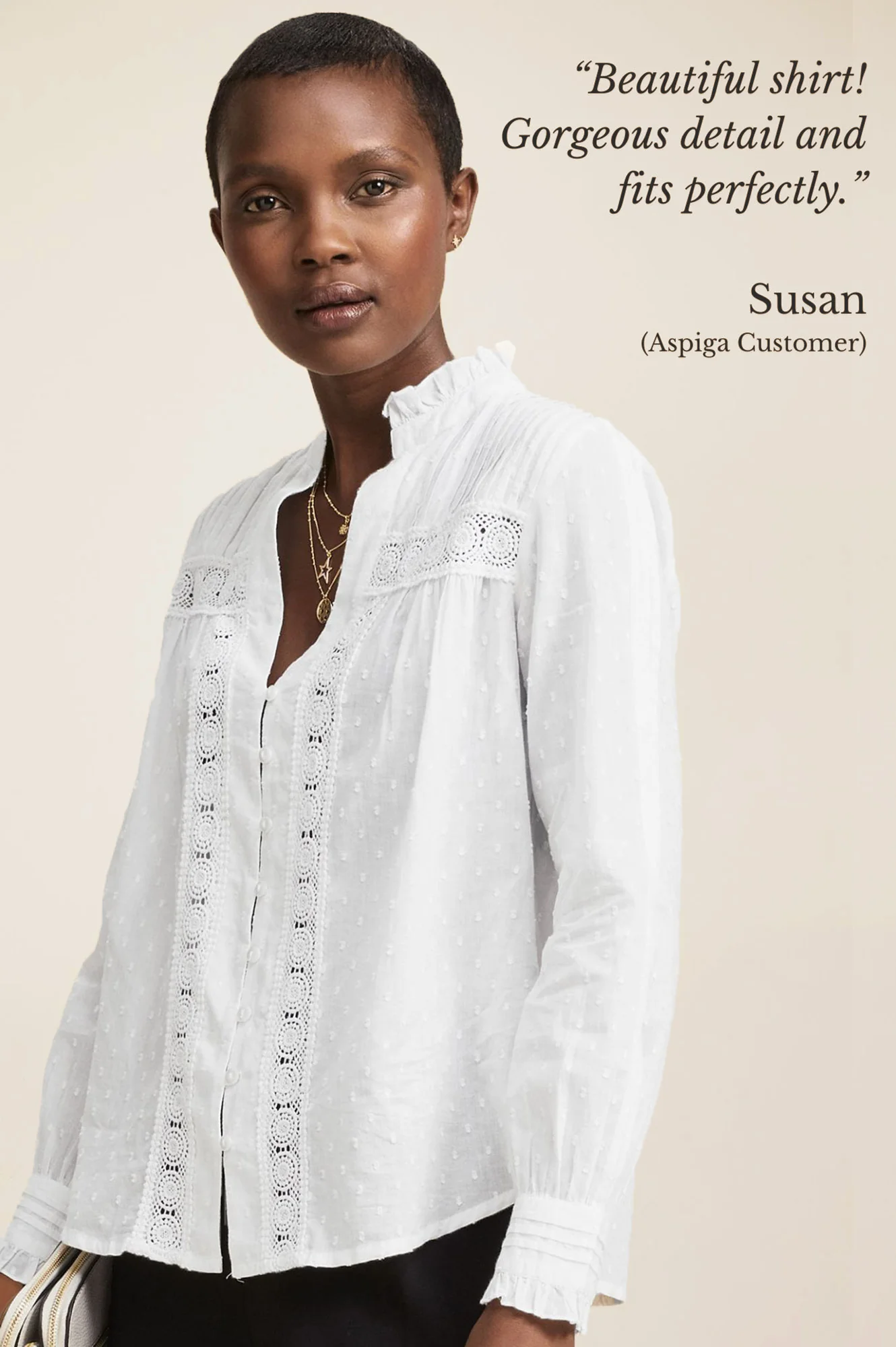 Carrie Organic Cotton Dobby Blouse | White