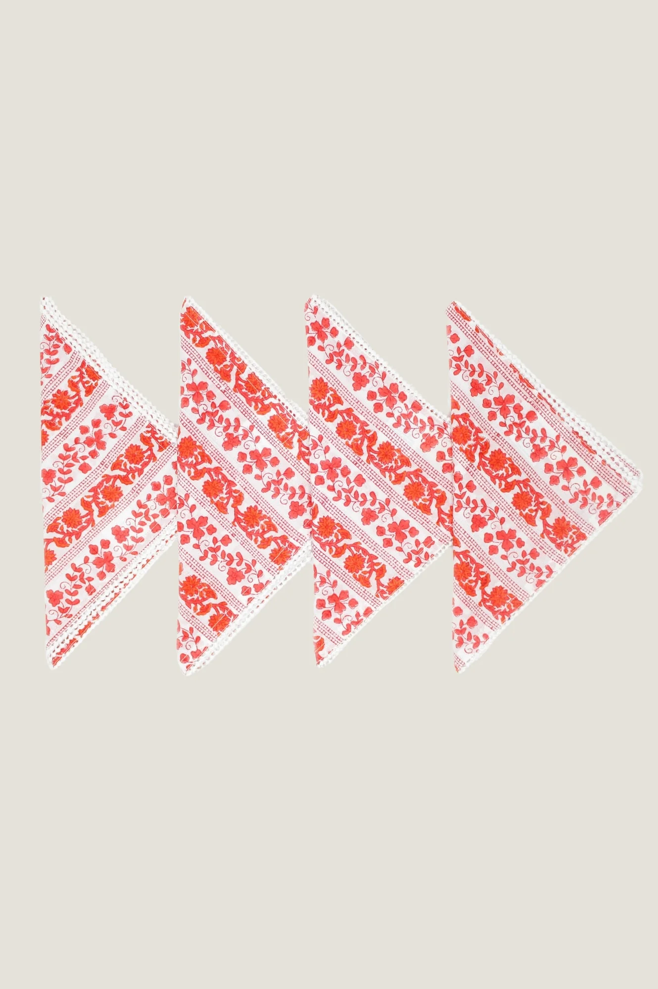 Napkins Set Of 4 | Linear Botanical Red