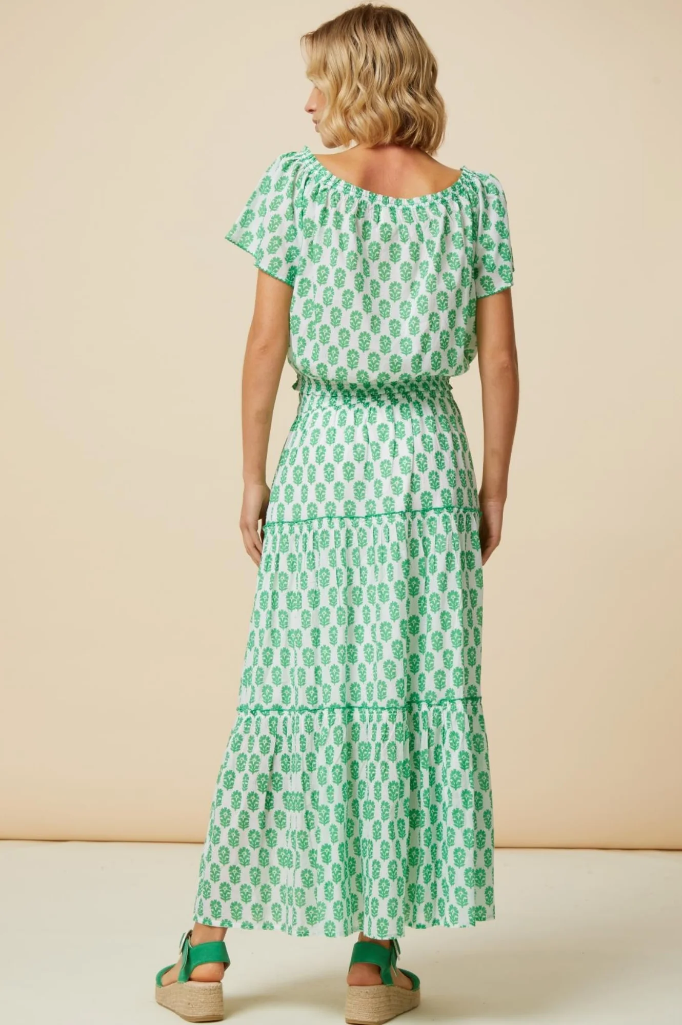 Ilana Organic Cotton Top | White/Green