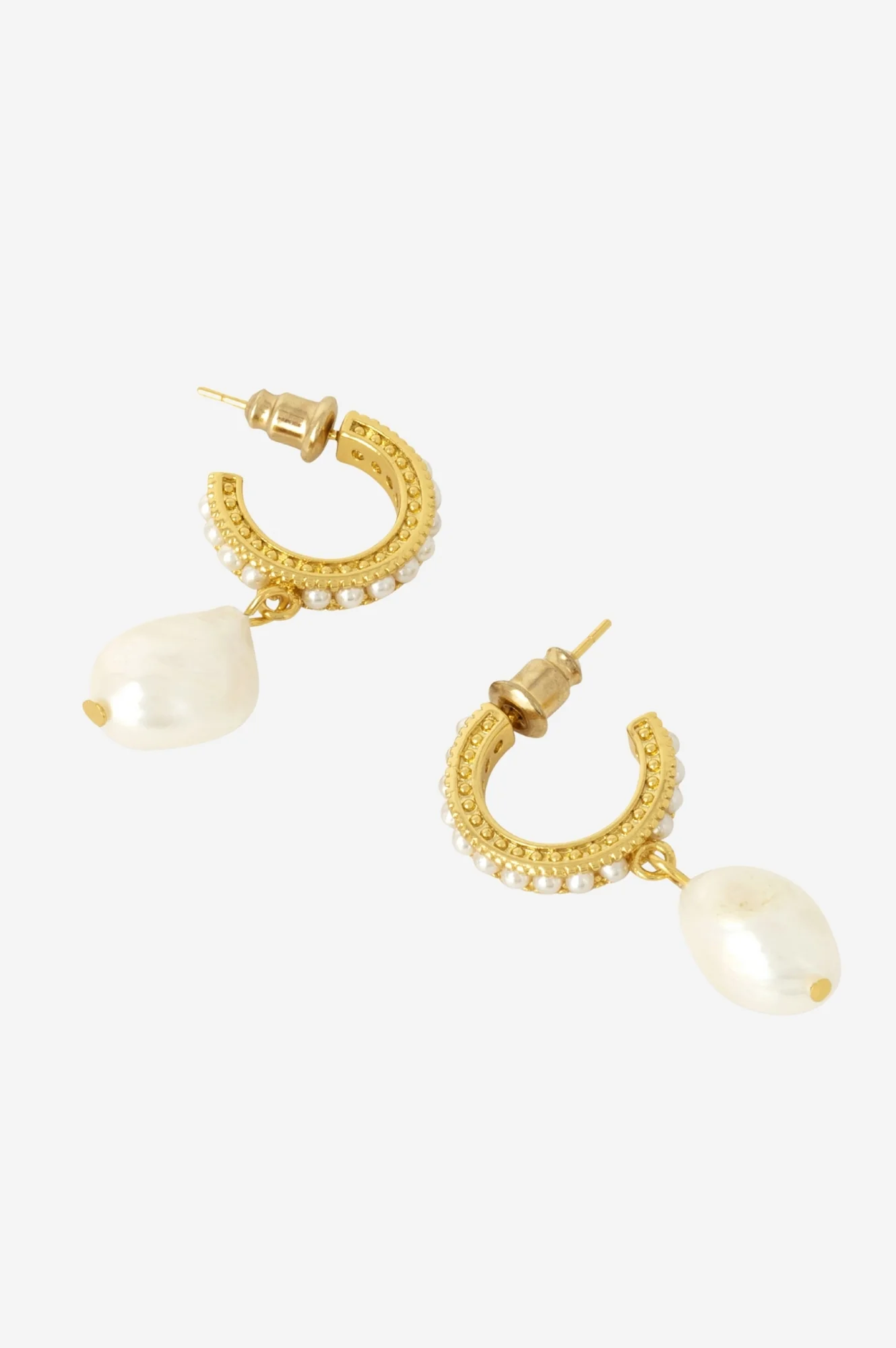 ASHIANA Pearl Drop Hoop Earrings | Gold