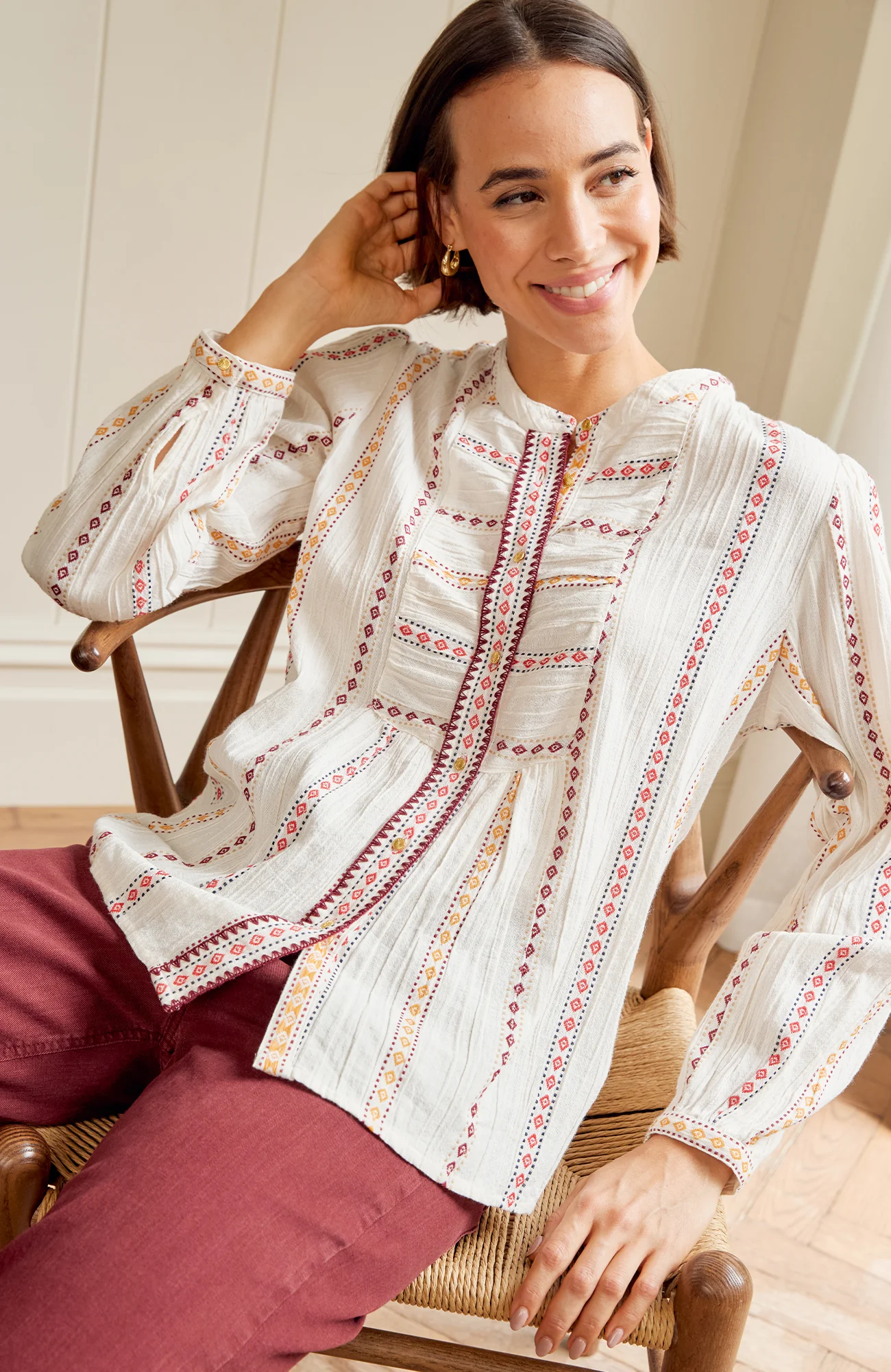 MOLIN Karena Embroidered Shirt | Cream