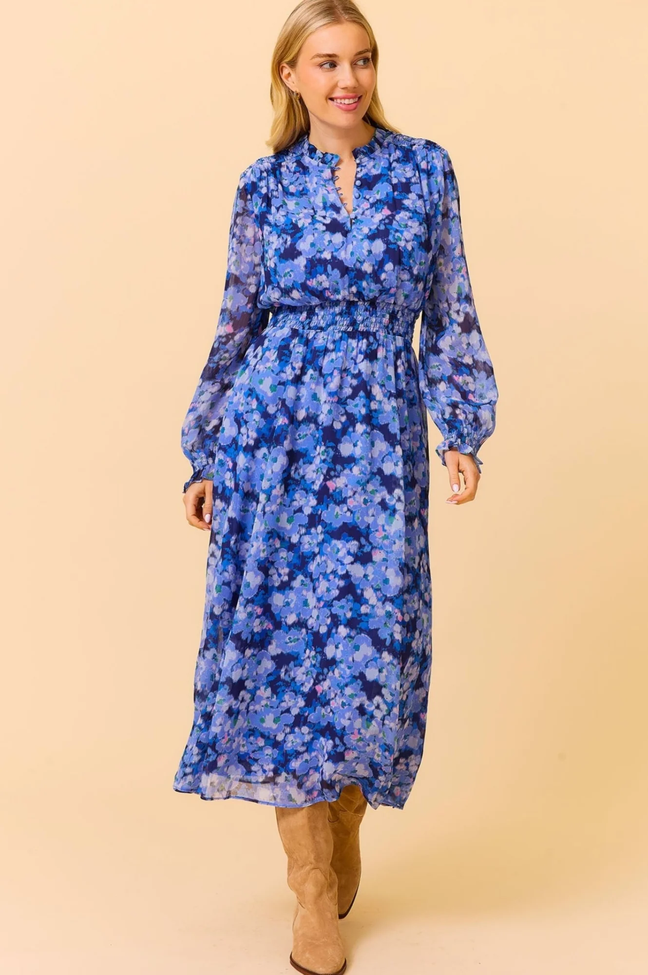 Clover Dress | Hazy Floral Blue/Pink