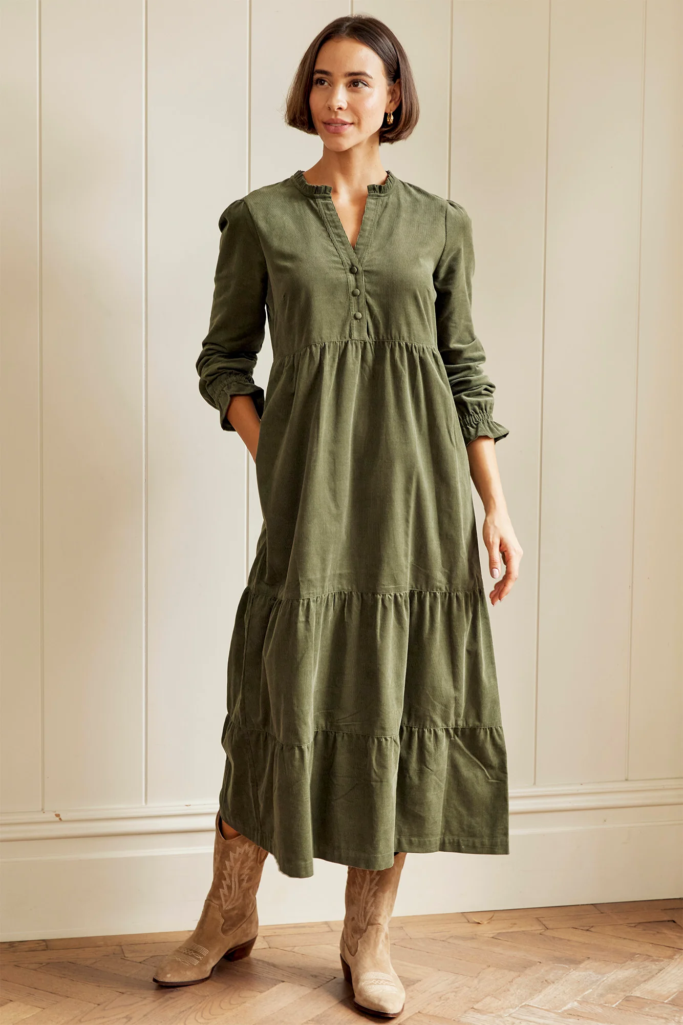 Liv Corduroy Dress | Khaki
