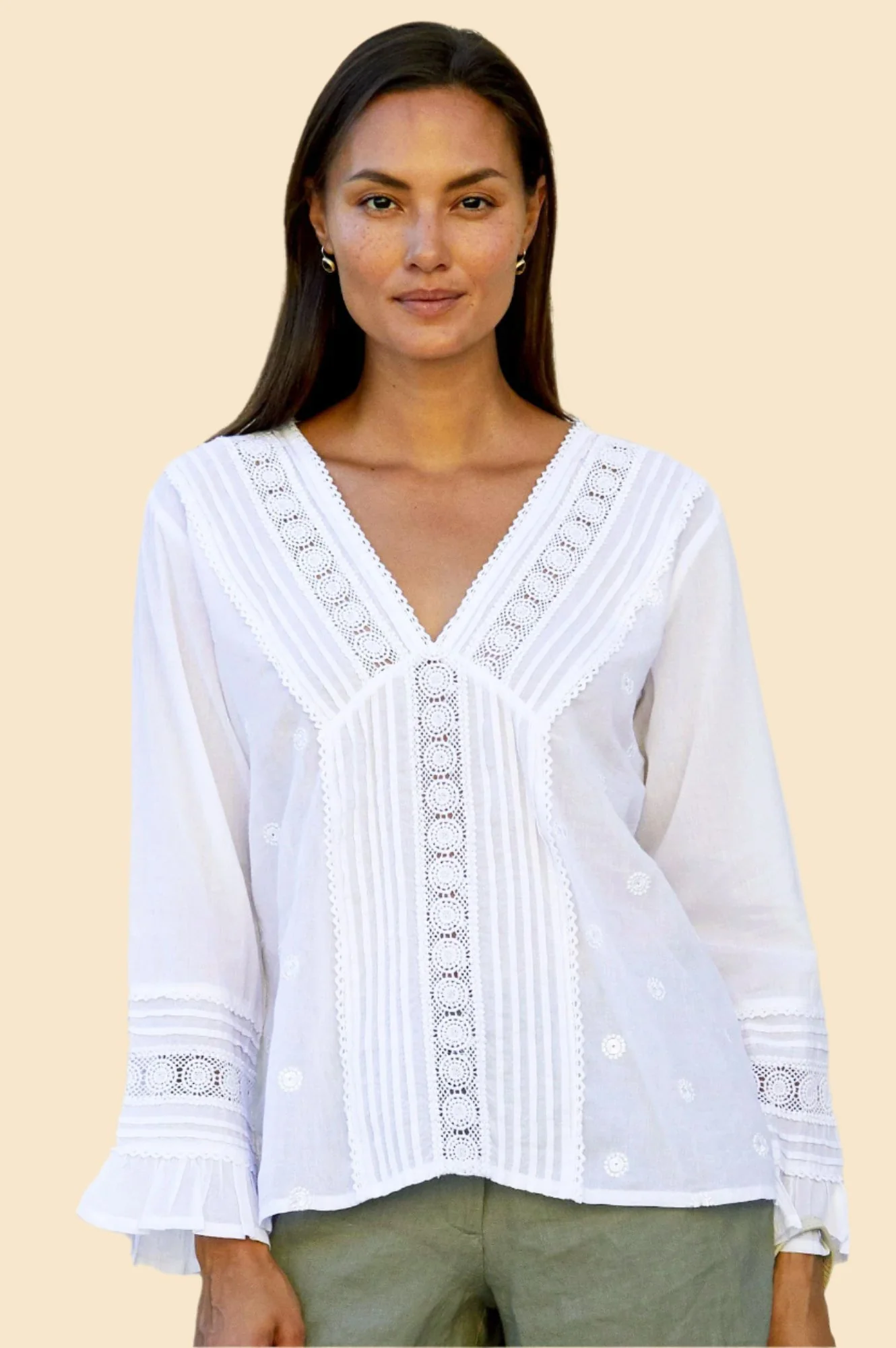 Valentina Embroidered Cotton Blouse | White