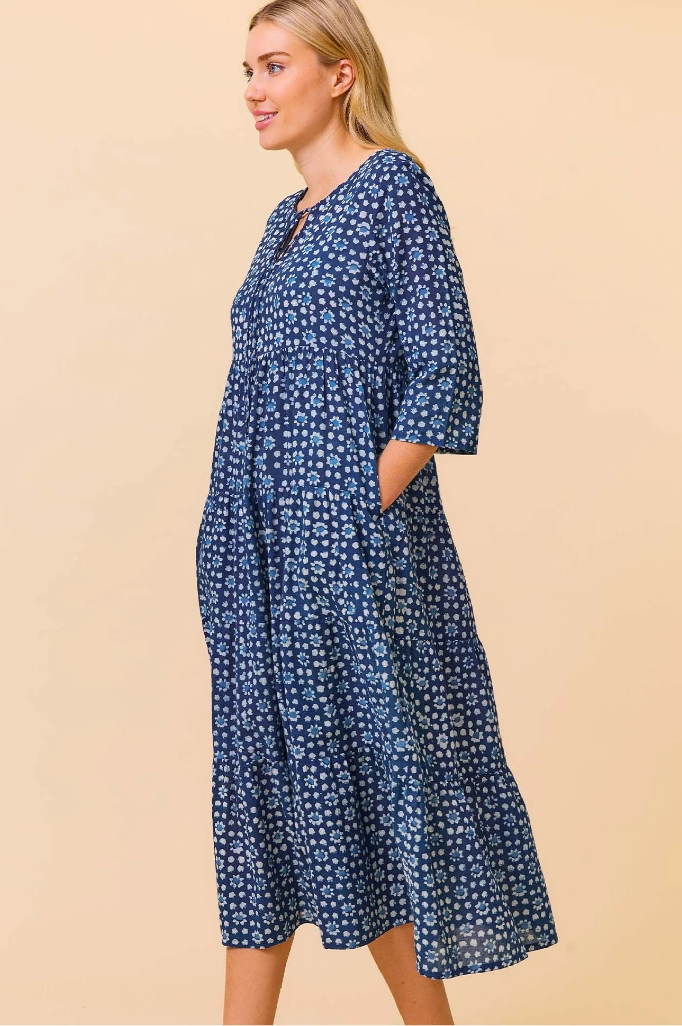 Emma Organic Cotton Dress | Navy