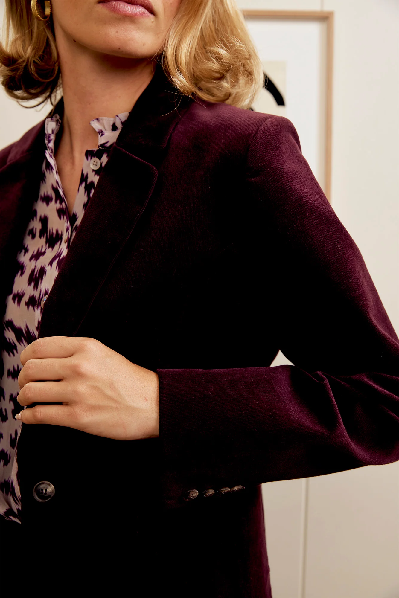 Gaia Stretch Corduroy Blazer | Burgundy