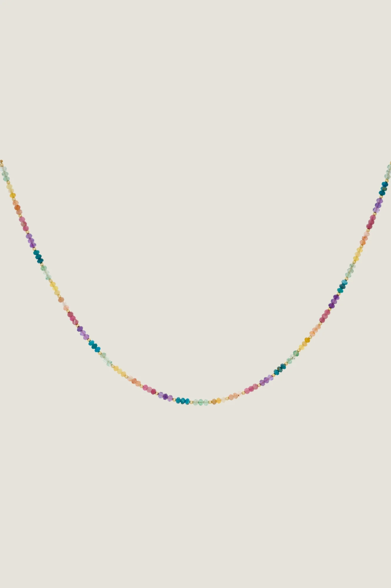 Molly Beaded Gemstone Necklace | Gold & Rainbow