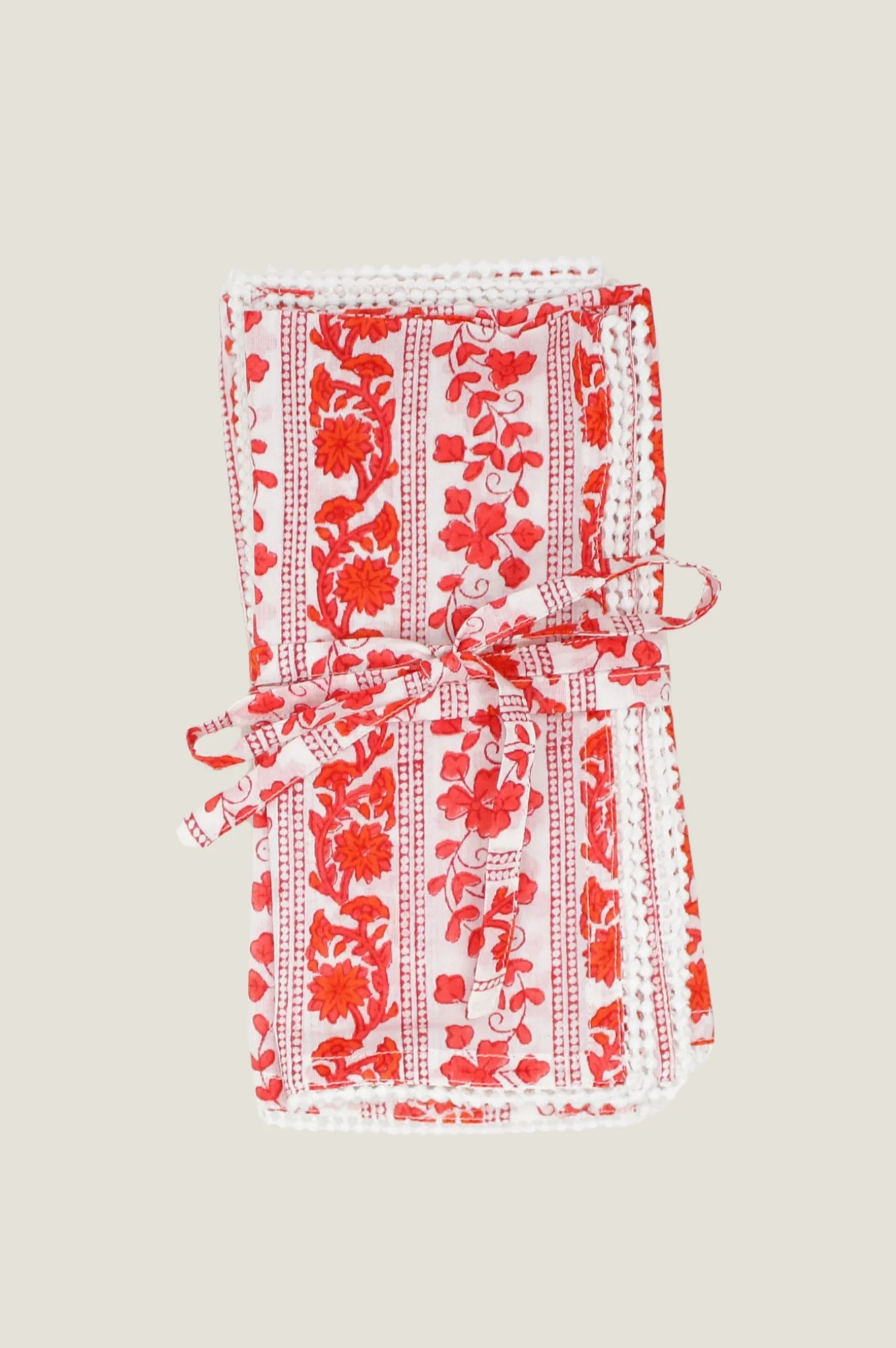 Napkins Set Of 4 | Linear Botanical Red