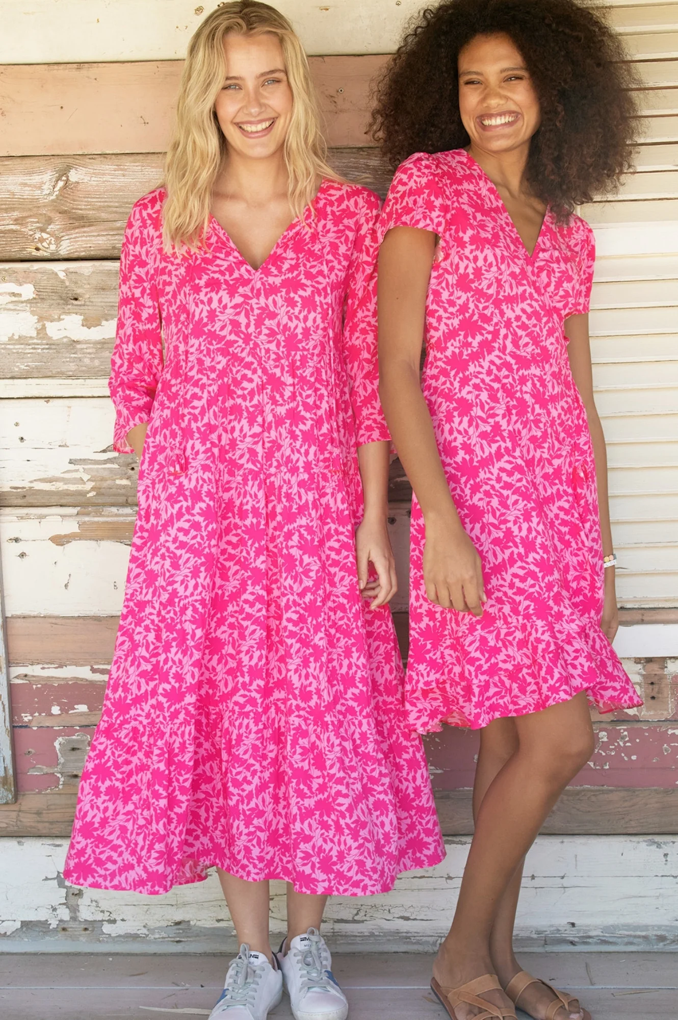 Emma EcoVero™ Midi Dress | Pink/Pink