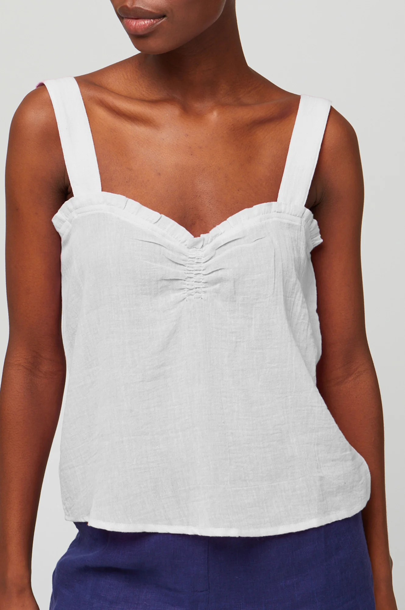 Piper Lace Trim Top | White