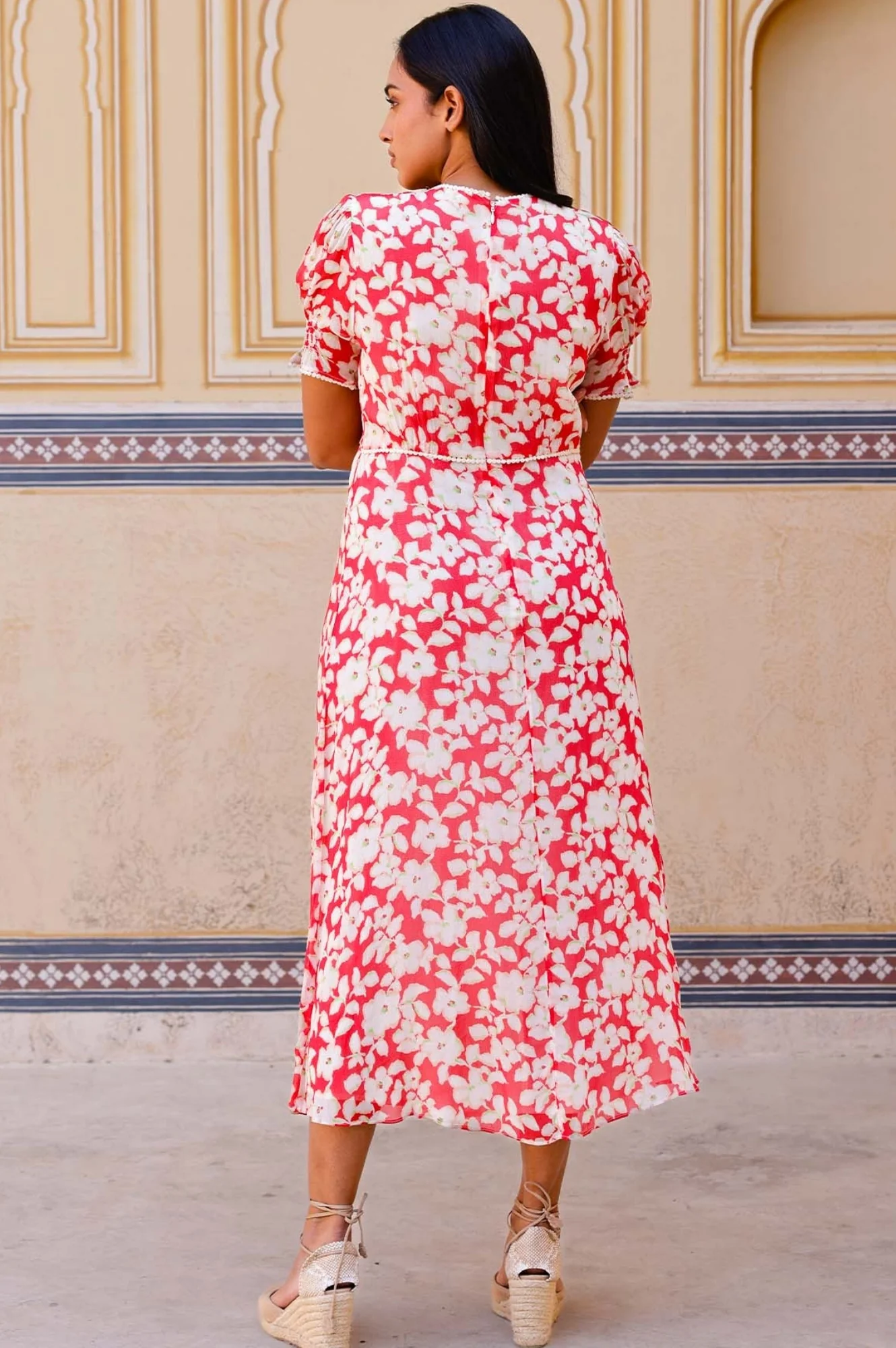 Short Sleeve Sally Anne Dress | Blossom Pink/Cream