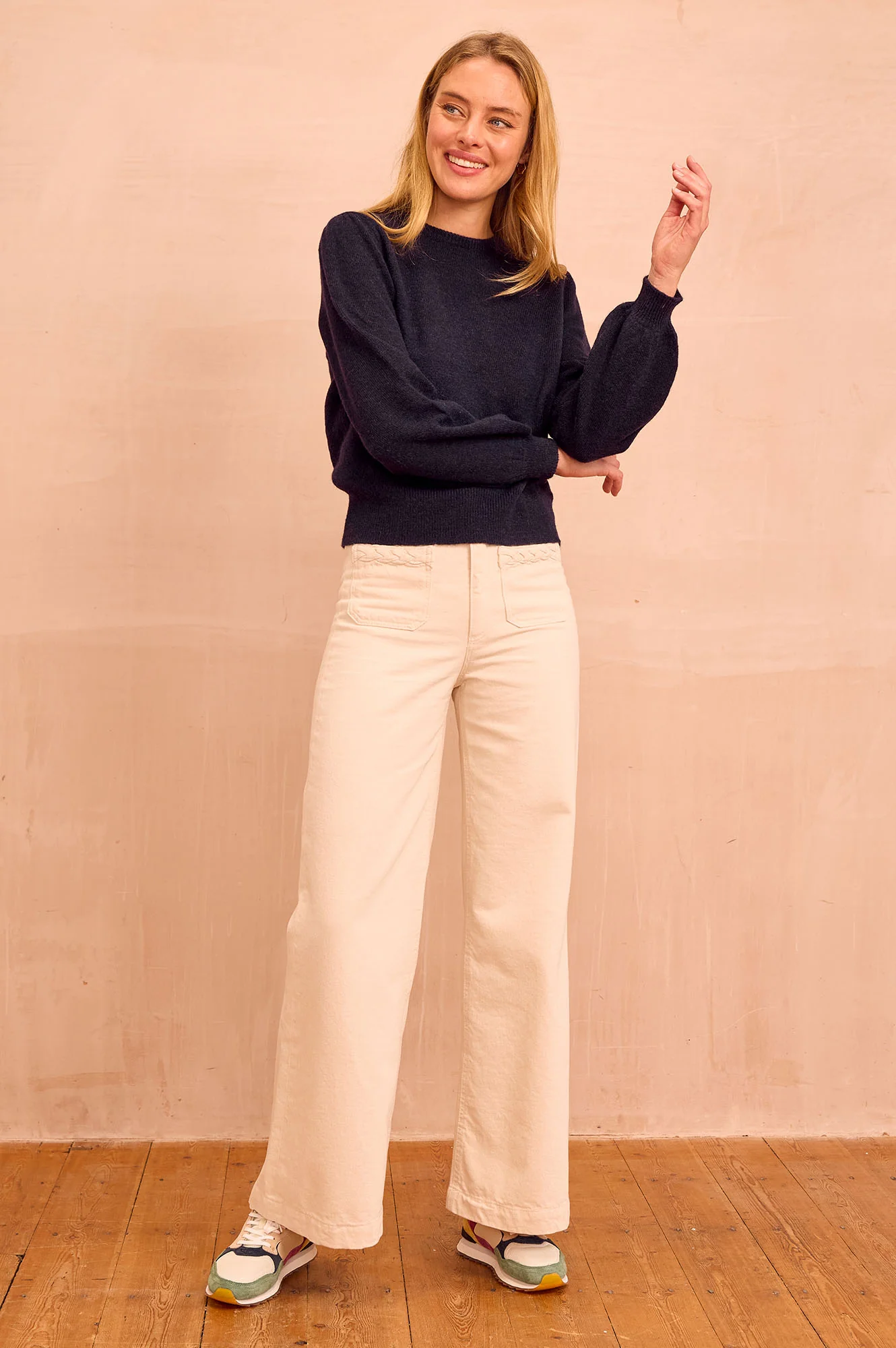 Alpaca Blend Puff Sleeve Jumper | Navy