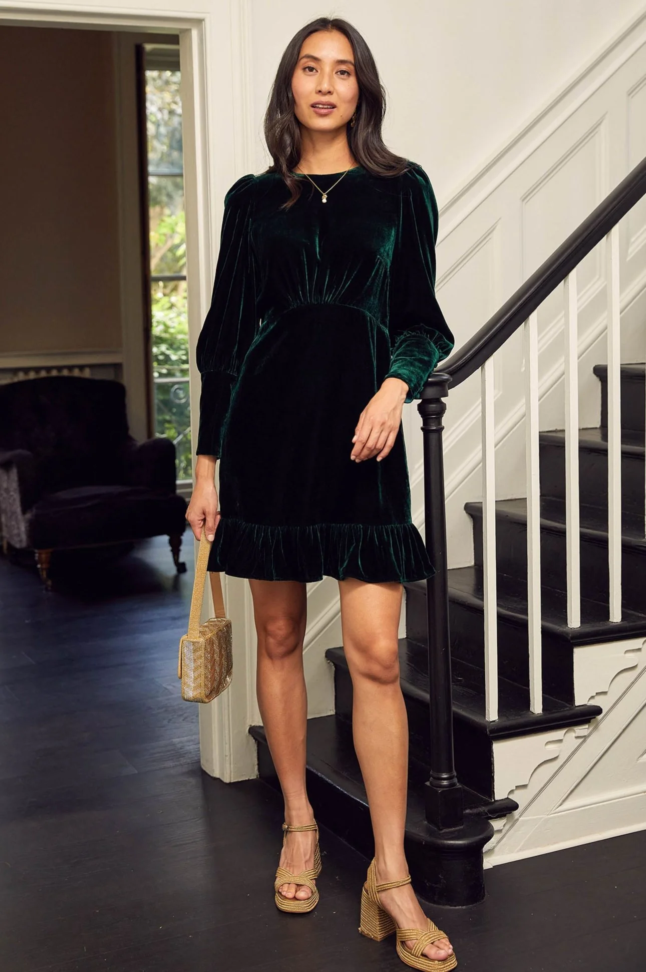 Esmee Velvet Short Dress | Emerald