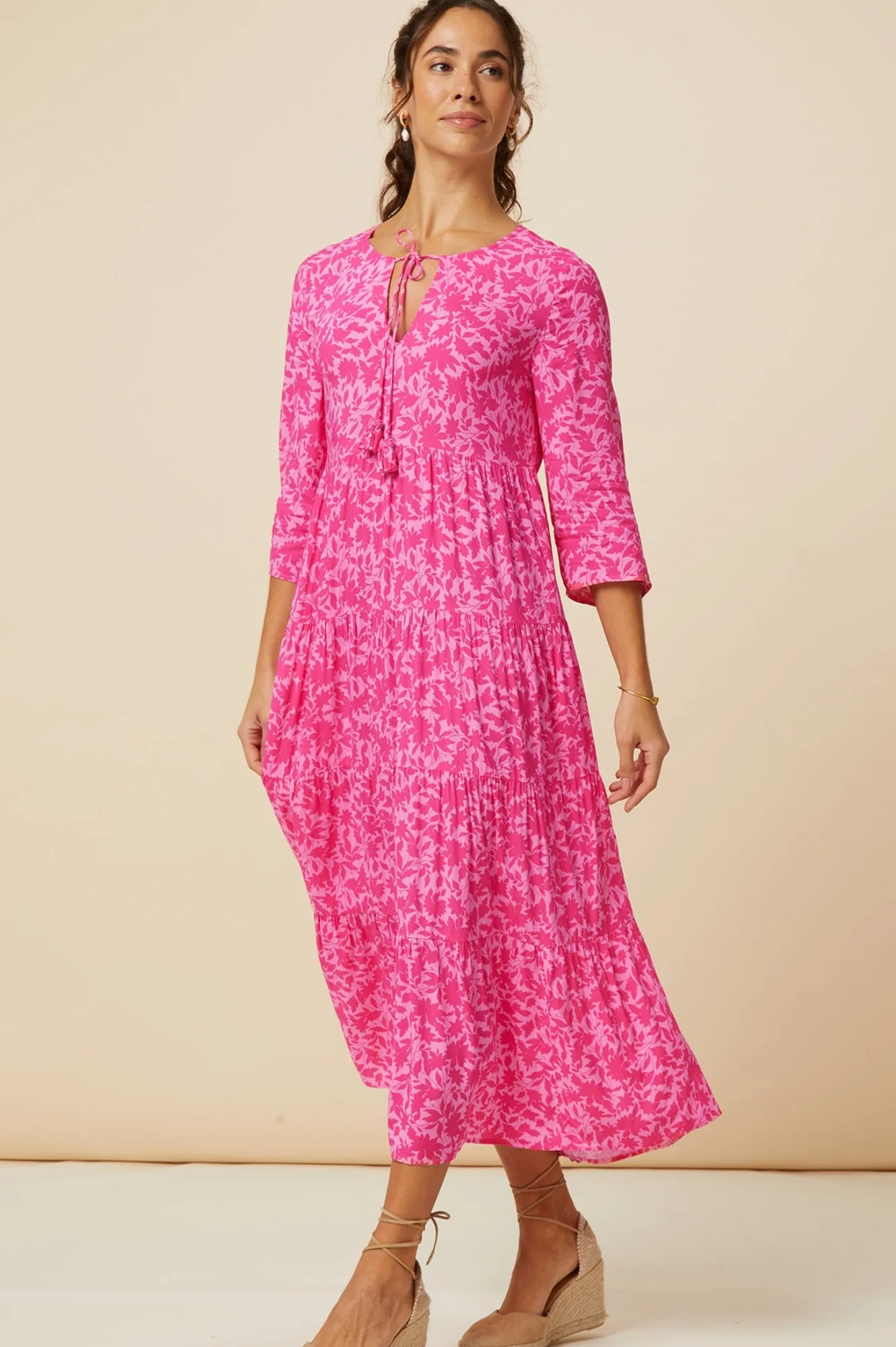 Emma EcoVero™ Midi Dress | Pink/Pink