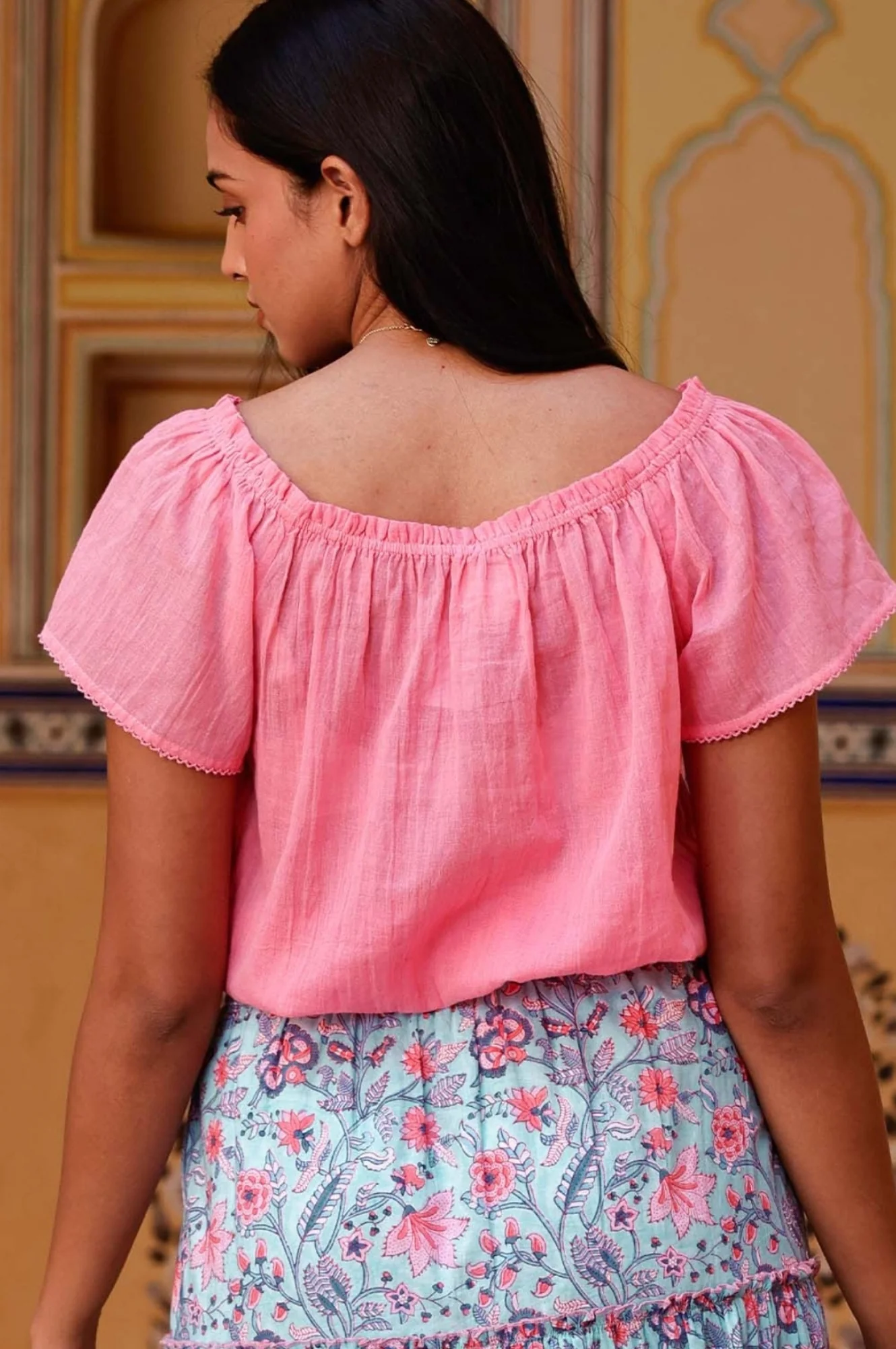 Ilana Frill Organic Cotton Gauze Top | Dark Pink