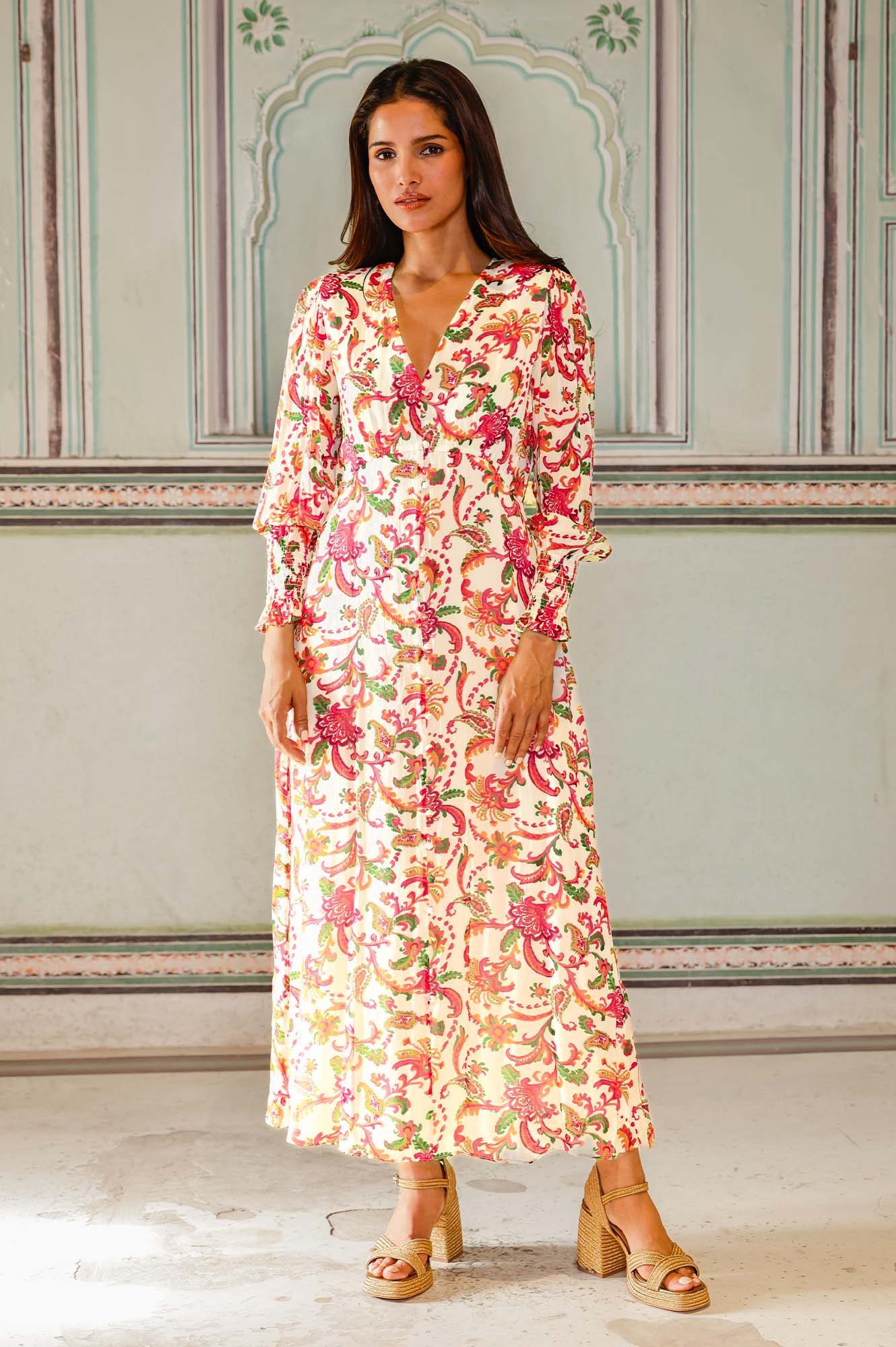 Long Sleeve Sally Anne Dress | Paisley Floral Multi