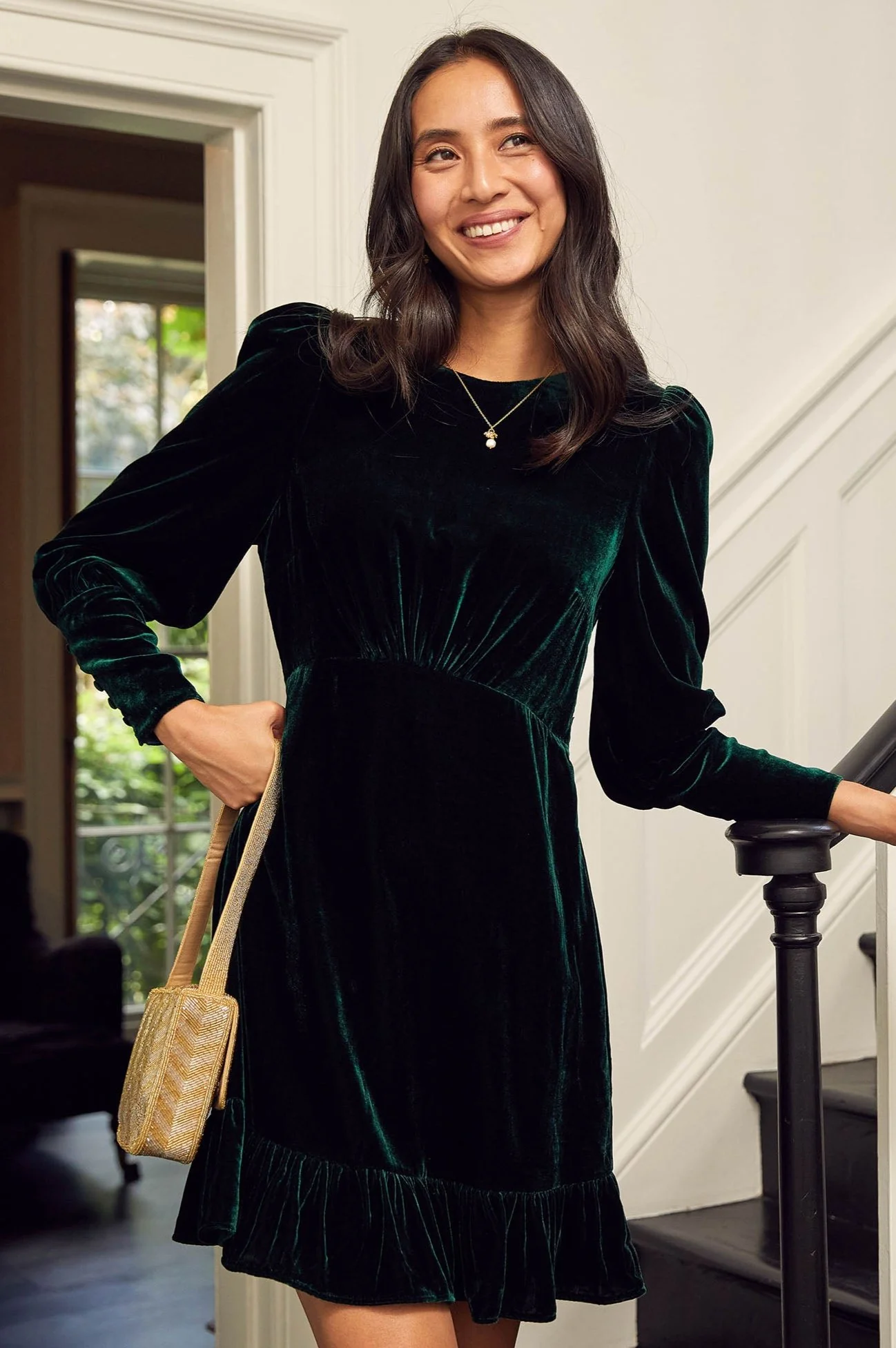 Esmee Velvet Short Dress | Emerald