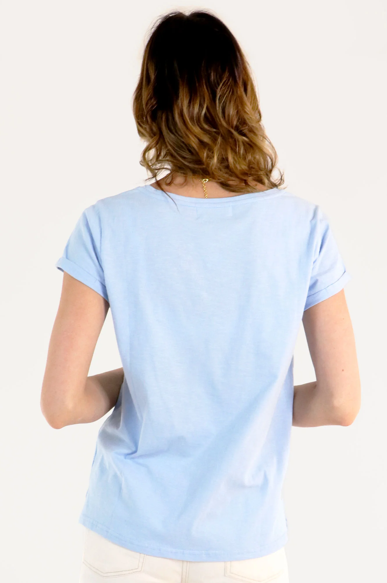 Organic Cotton V-Neck T-Shirt | Blue
