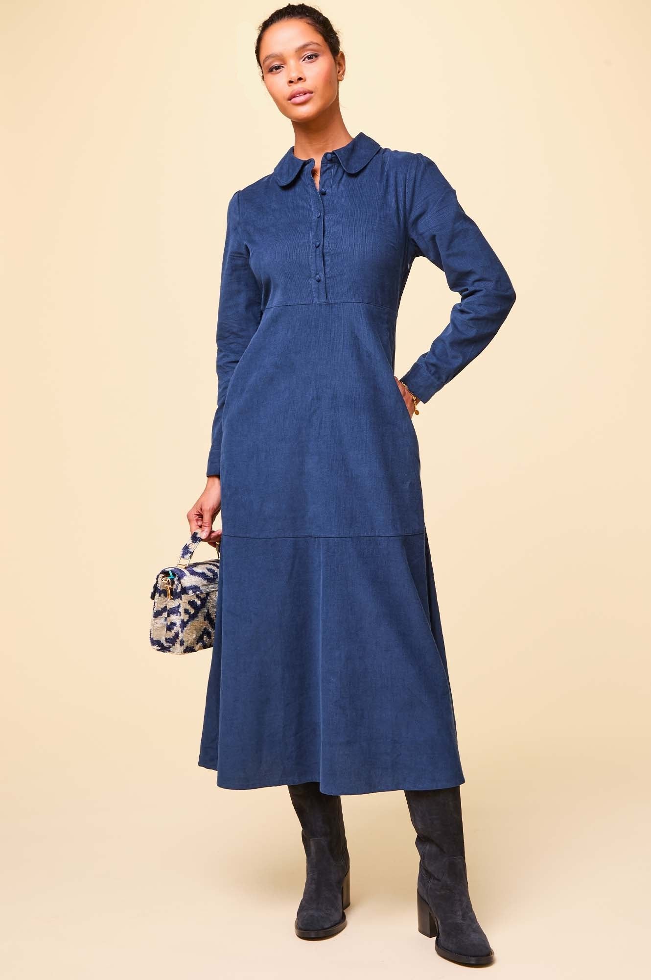 Marissa Corduroy Dress | Navy