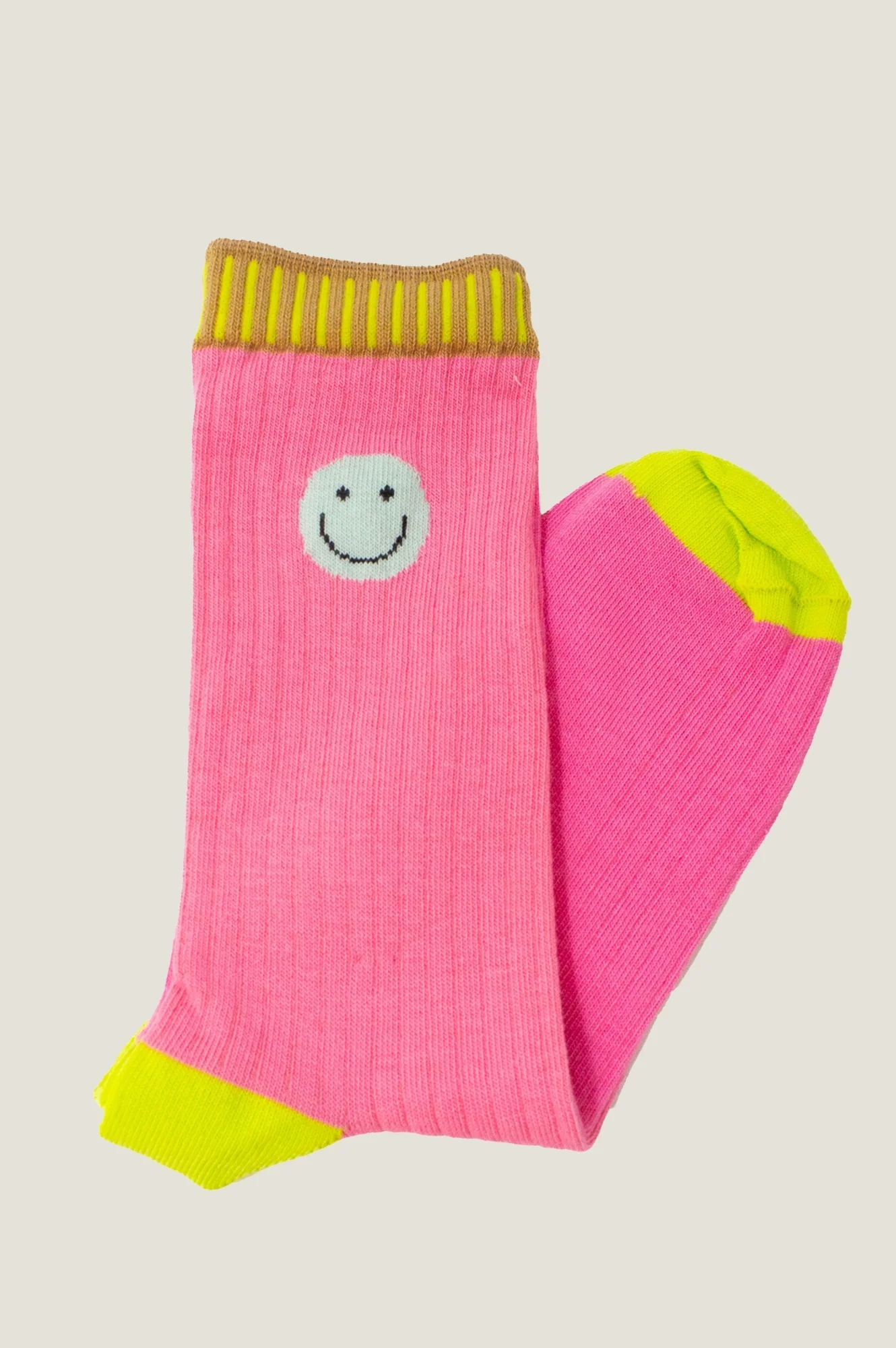 Ribbed Smiley Sock | Pink