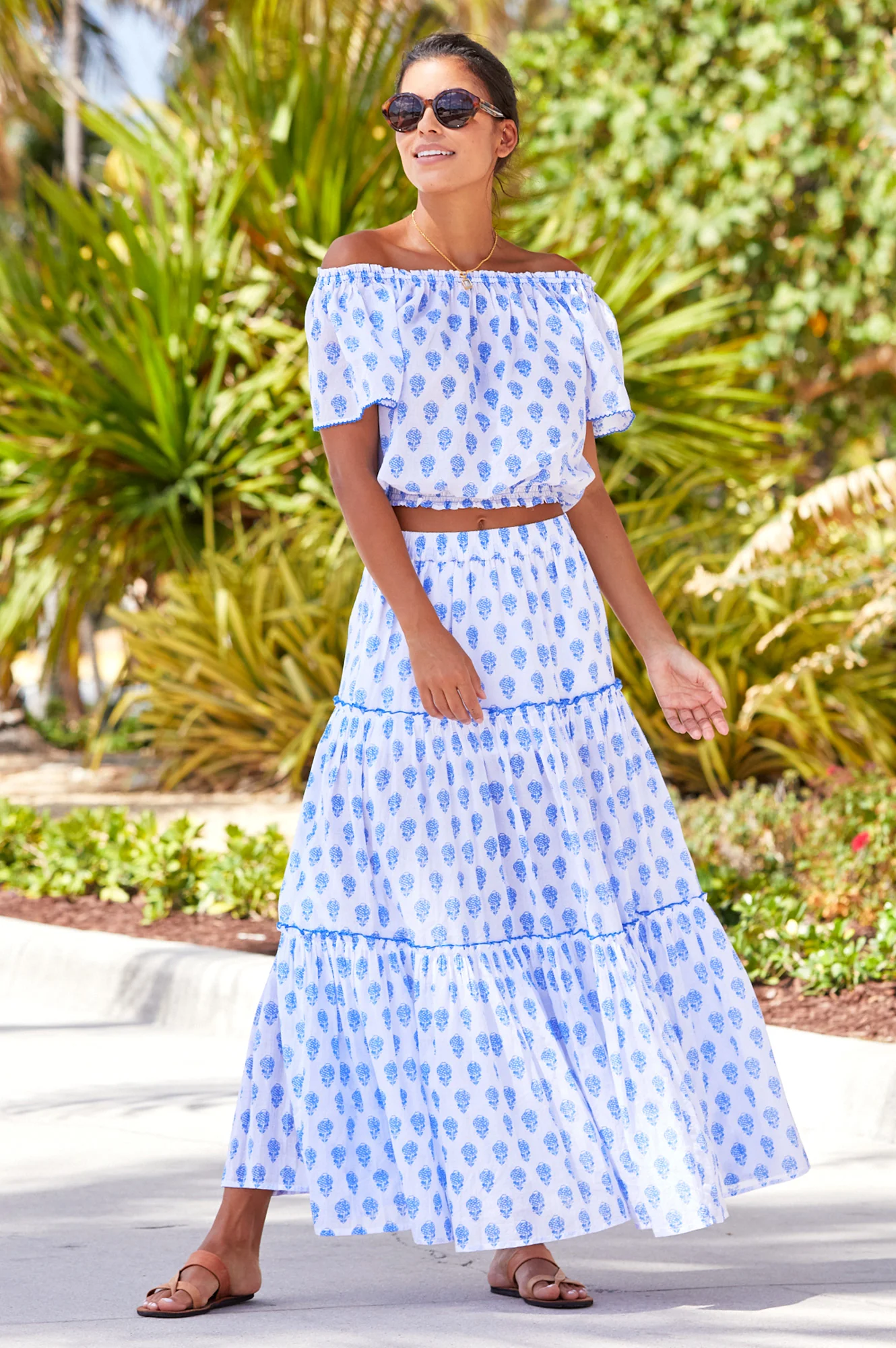 Ilana Organic Cotton Top | White/Blue