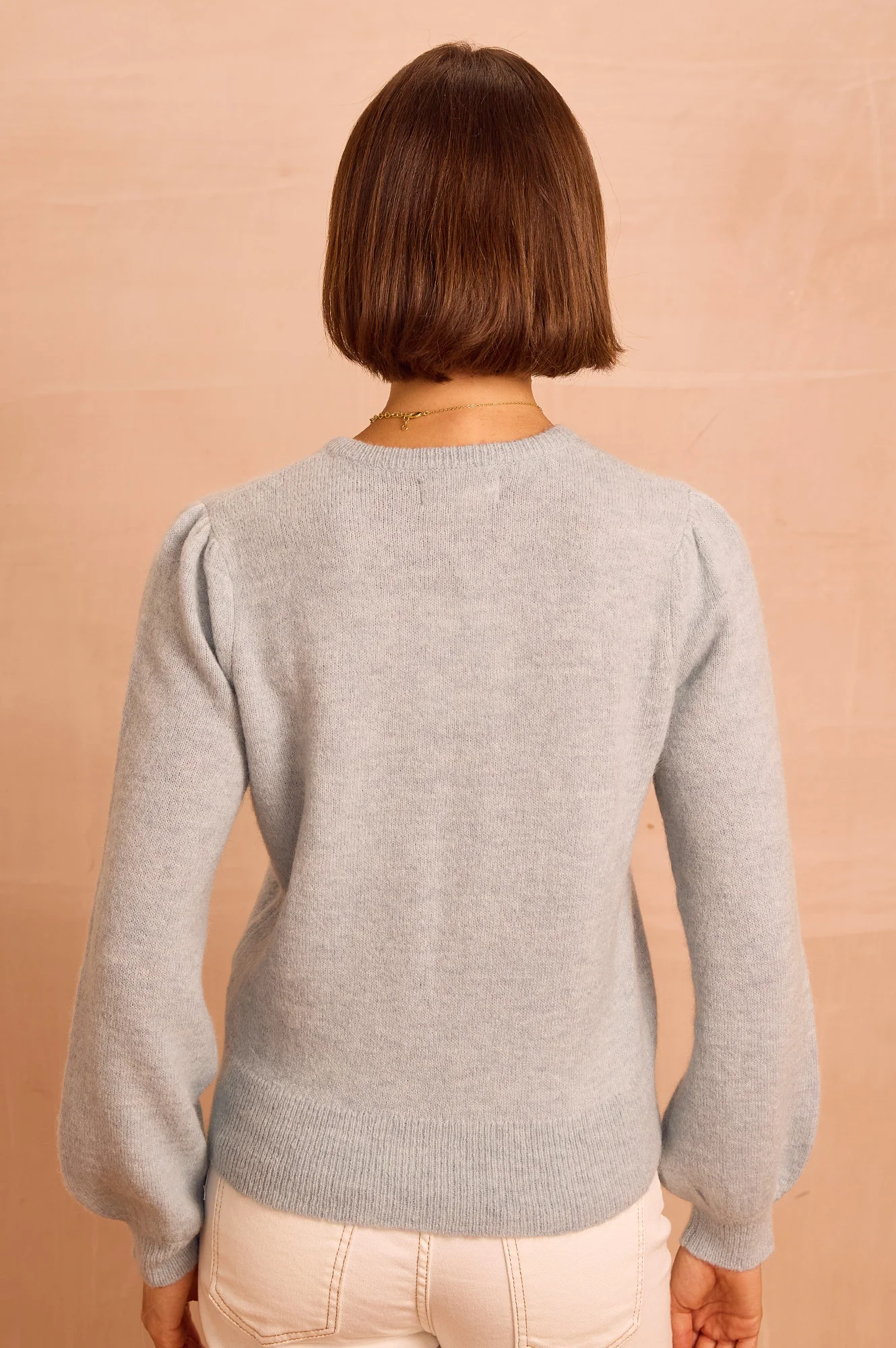Alpaca Blend Puff Sleeve Jumper | Dusty Blue