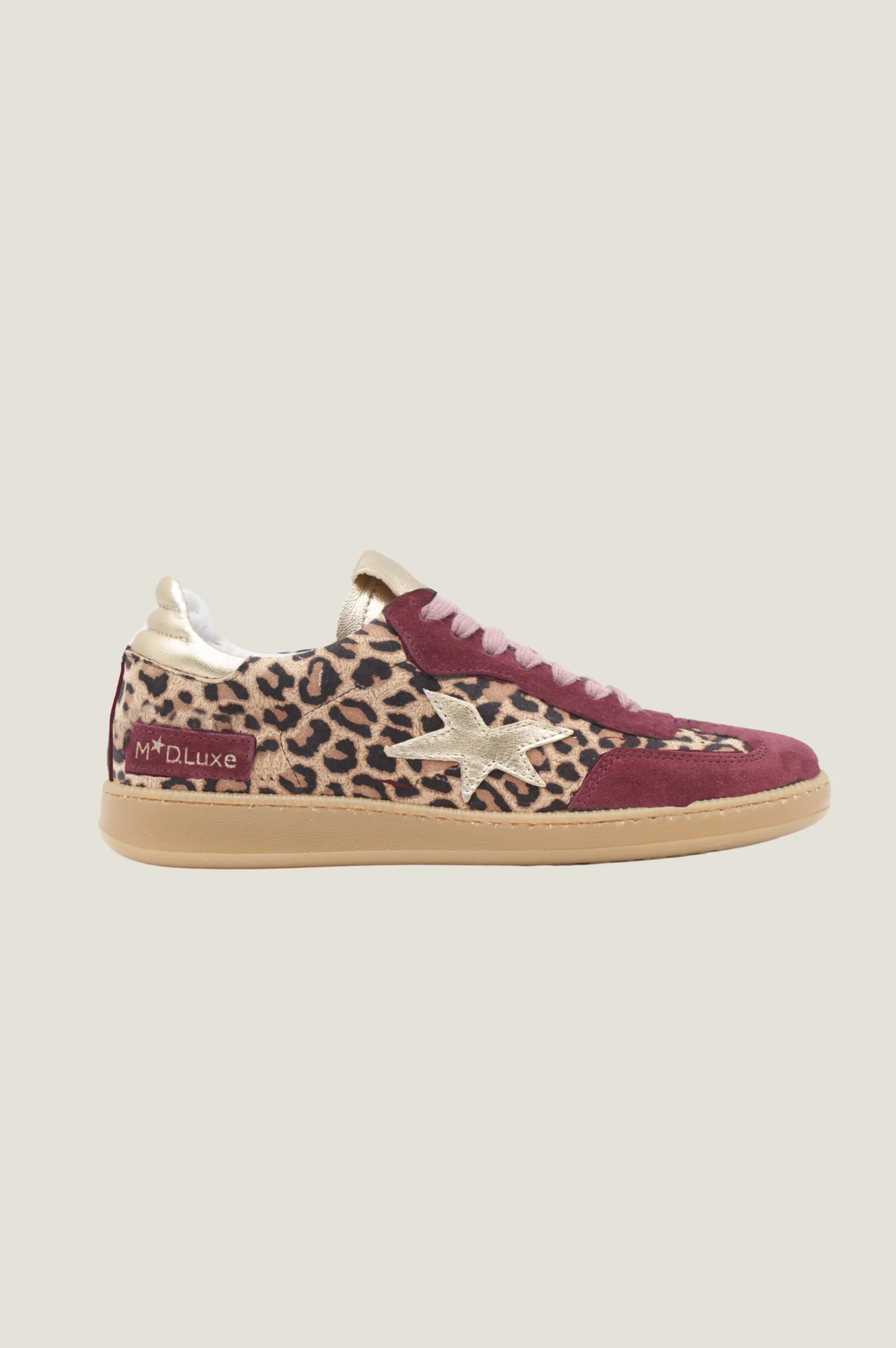 VICTORIA Leopard Print Trainer | Leopard Print/Burgundy