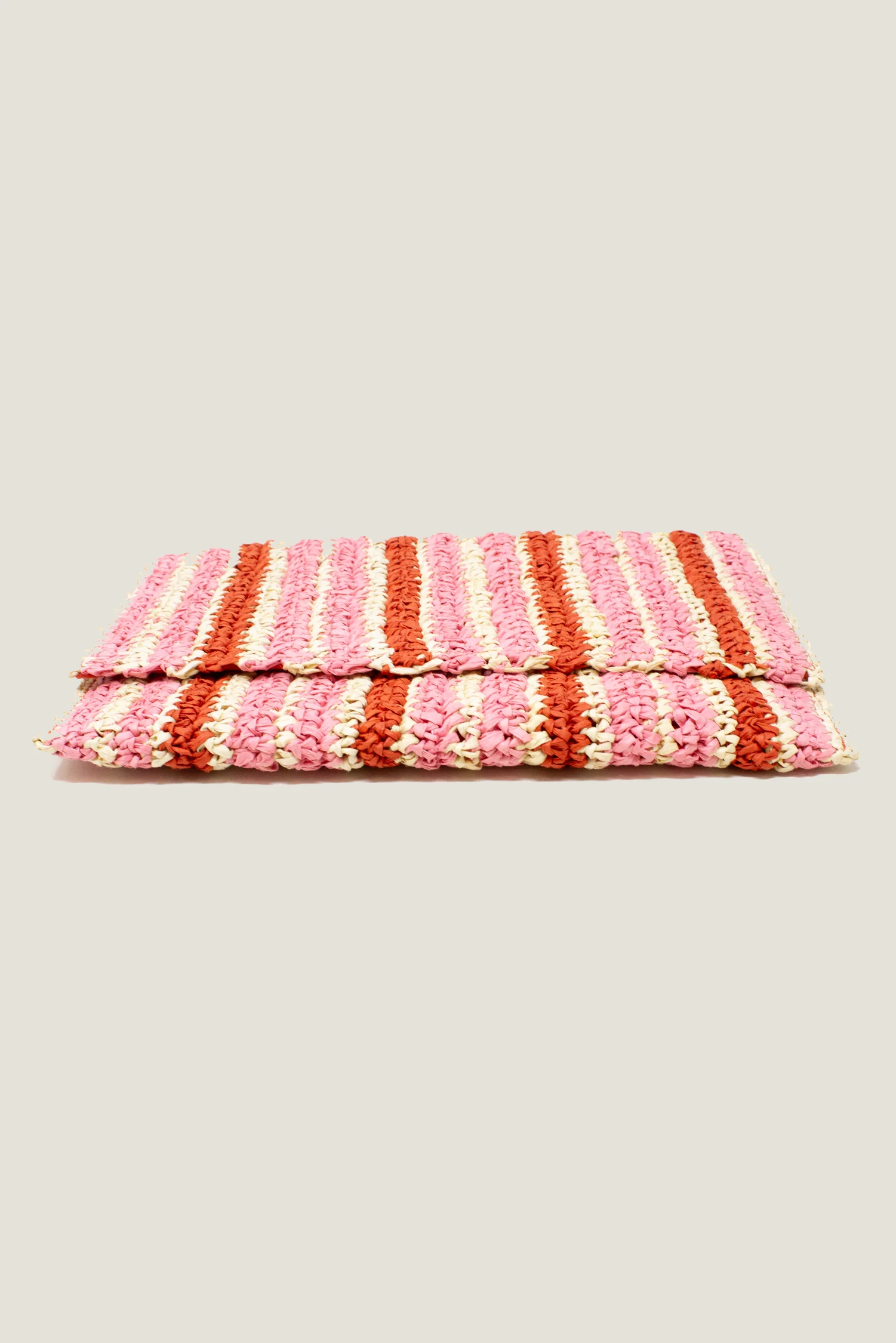 Amalfi Raffia Stripe Clutch | Red/Pink/Natural