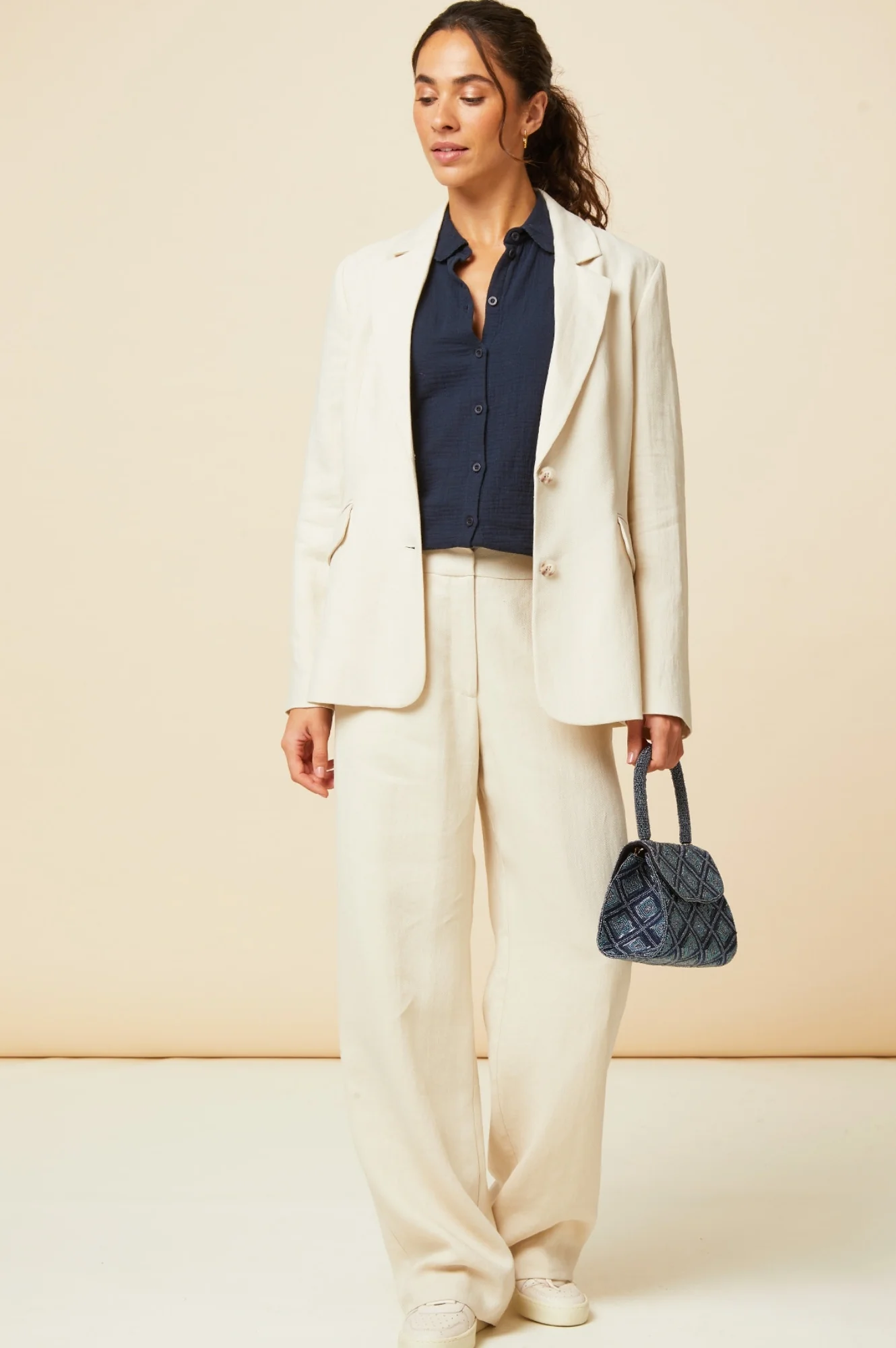 Olive Cheesecloth Blouse | Navy