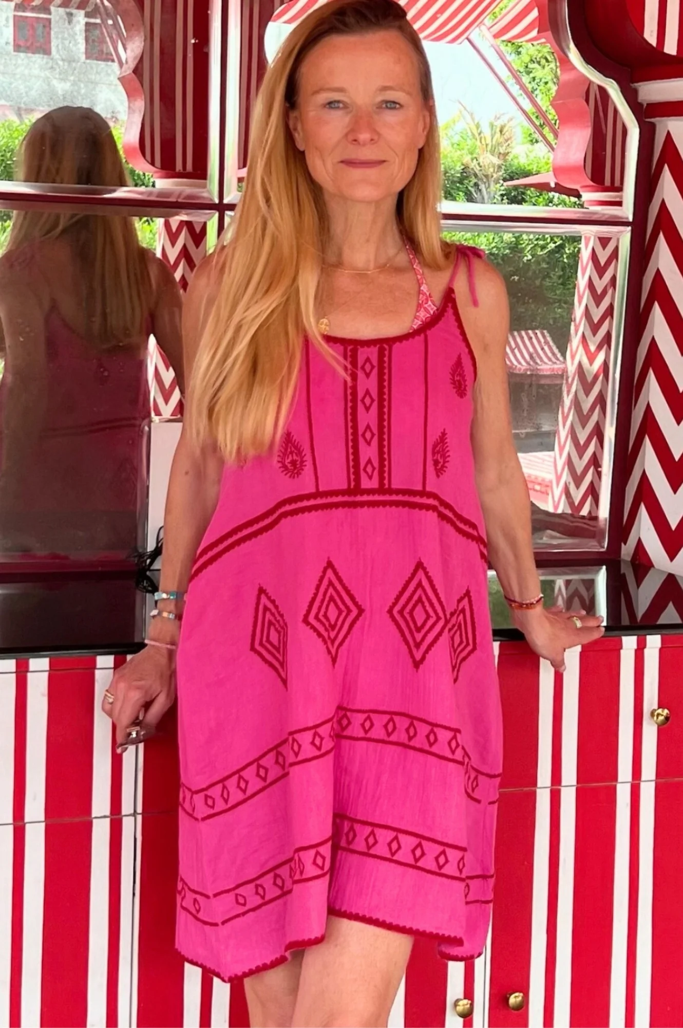 Imogen Cotton Mini Dress | Pink/Red