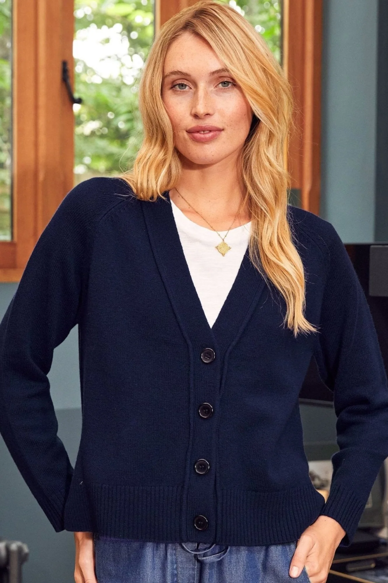 Merino Wool Swing Cardigan | Navy