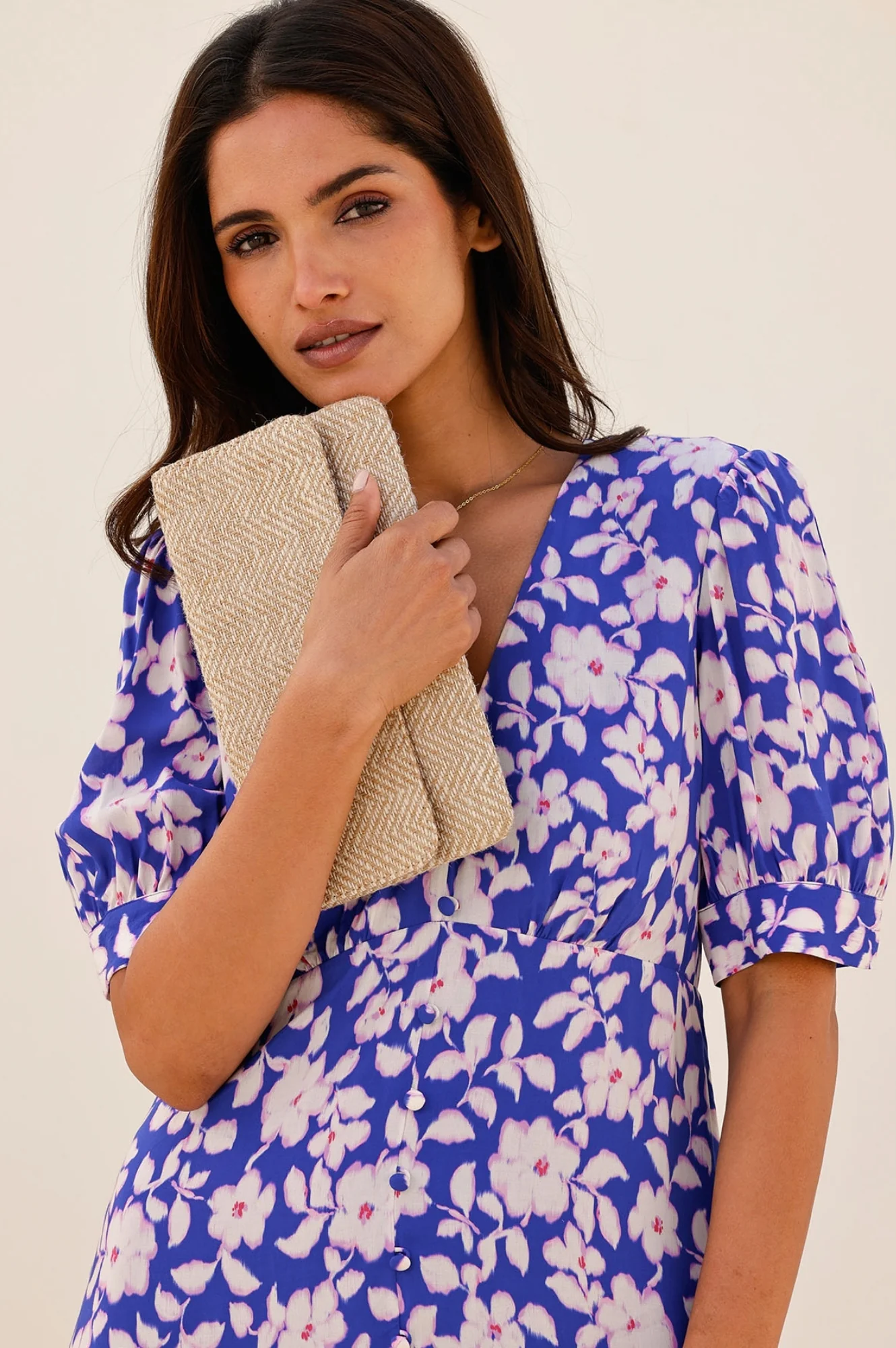 Anne Tea EcoVero™ Dress | Blossom Cobalt/Pink