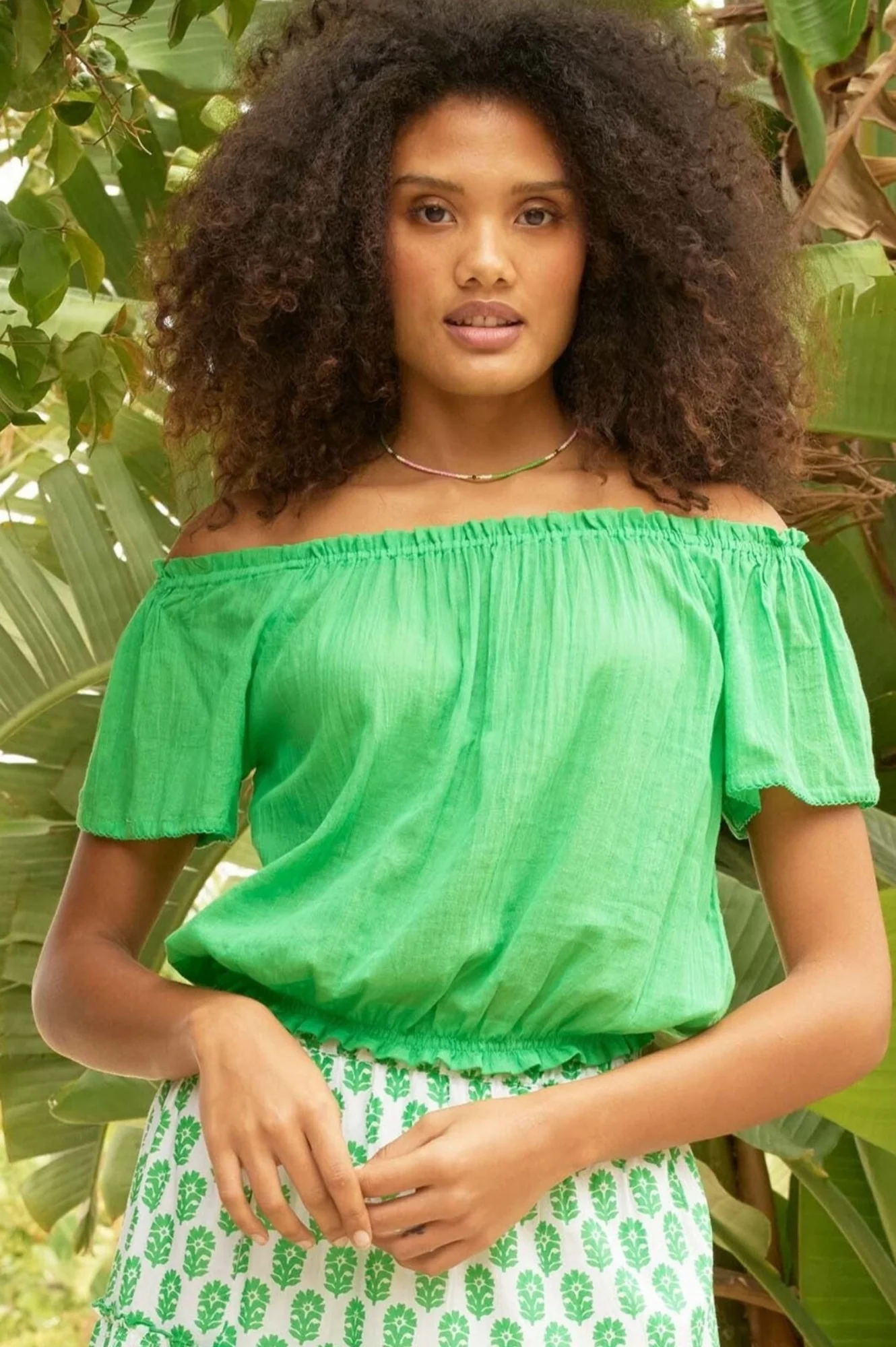 Ilana Frill Organic Cotton Gauze Top | Green