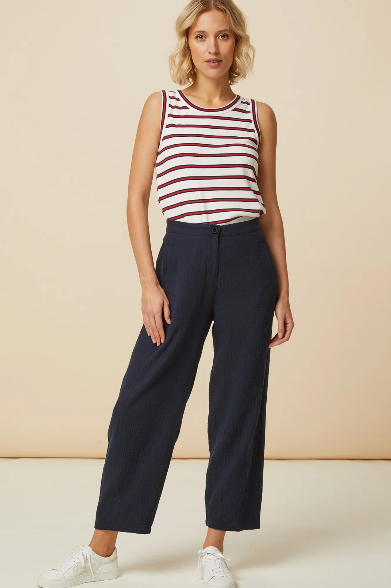 Libby Cheesecloth Trousers | Navy