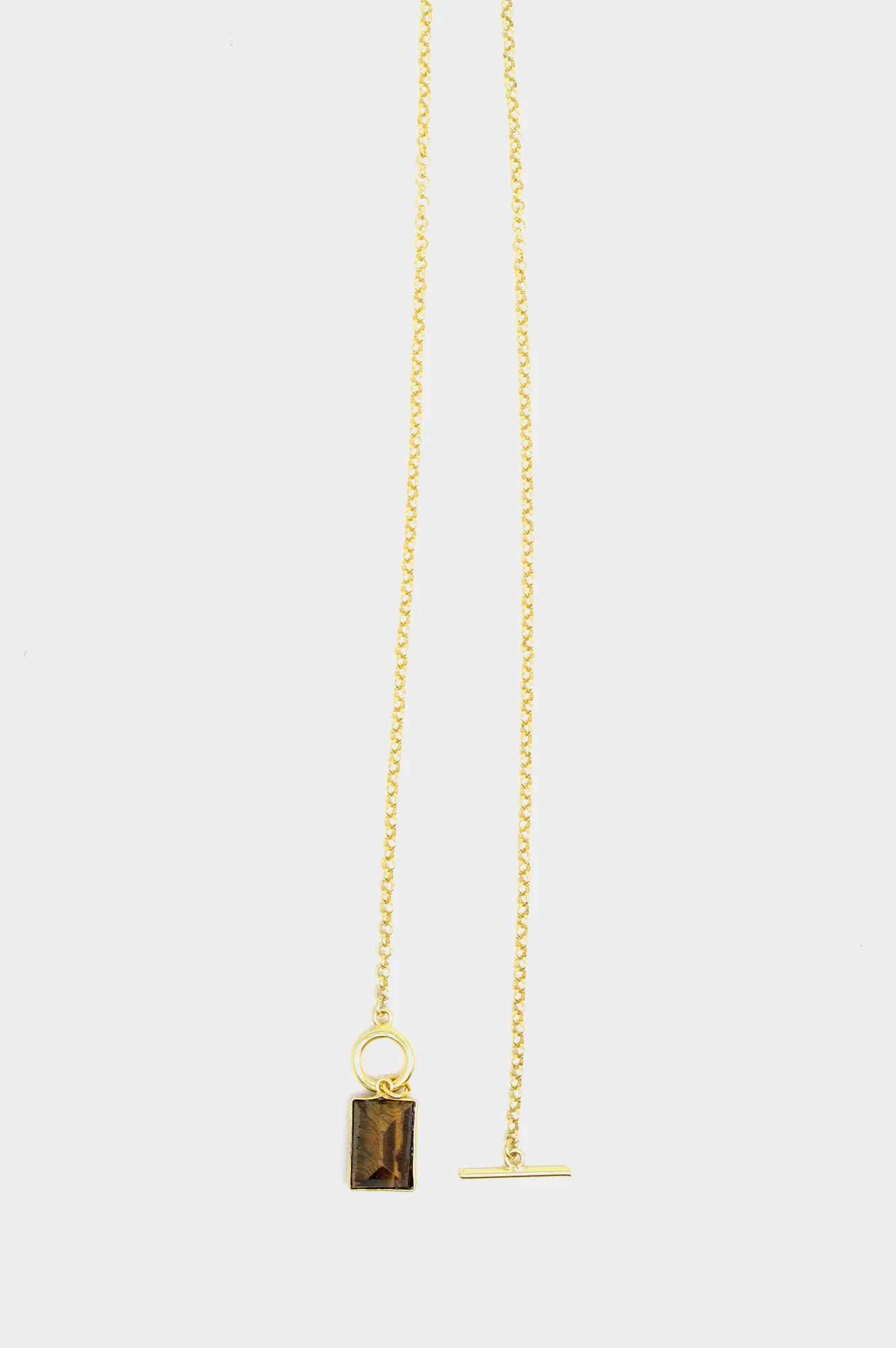 Tiger Eye T-Bar Pendant | Gold