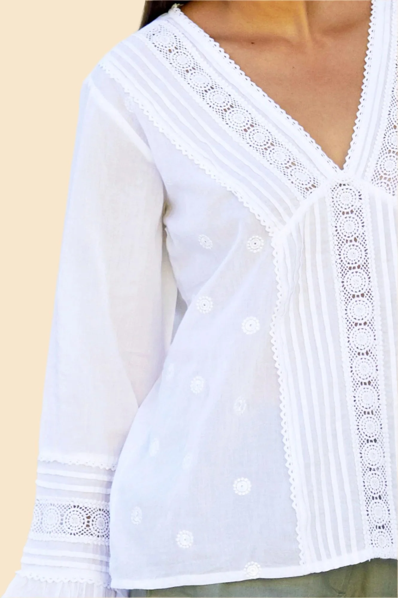 Valentina Embroidered Cotton Blouse | White
