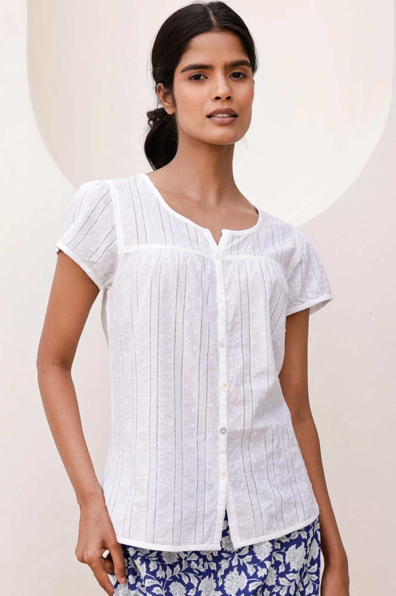 Lisbon Cotton Dobby Shirt | White