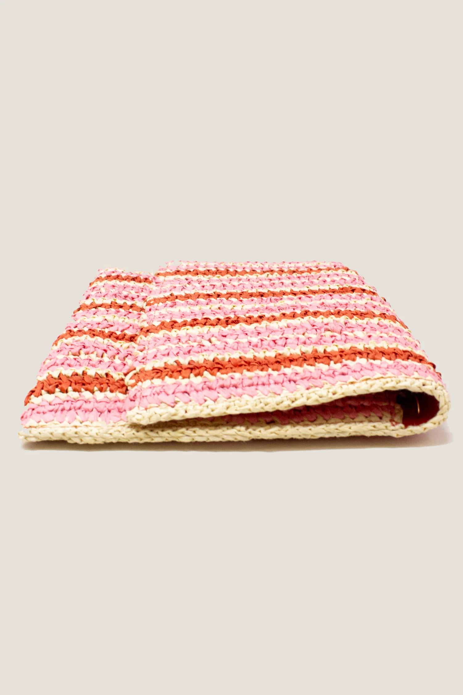 Amalfi Raffia Stripe Clutch | Red/Pink/Natural