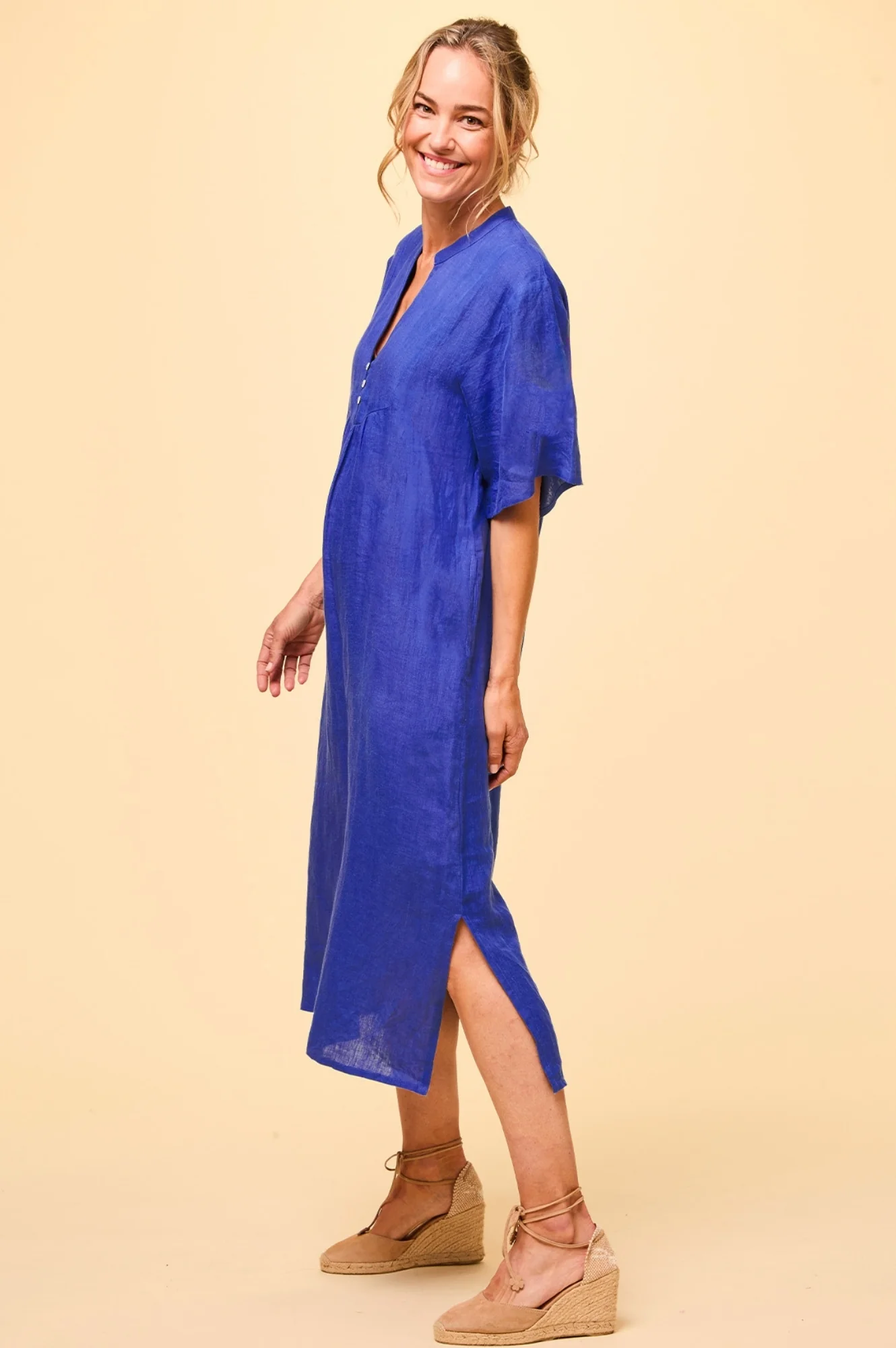 Ithaca Linen Dress | Cobalt