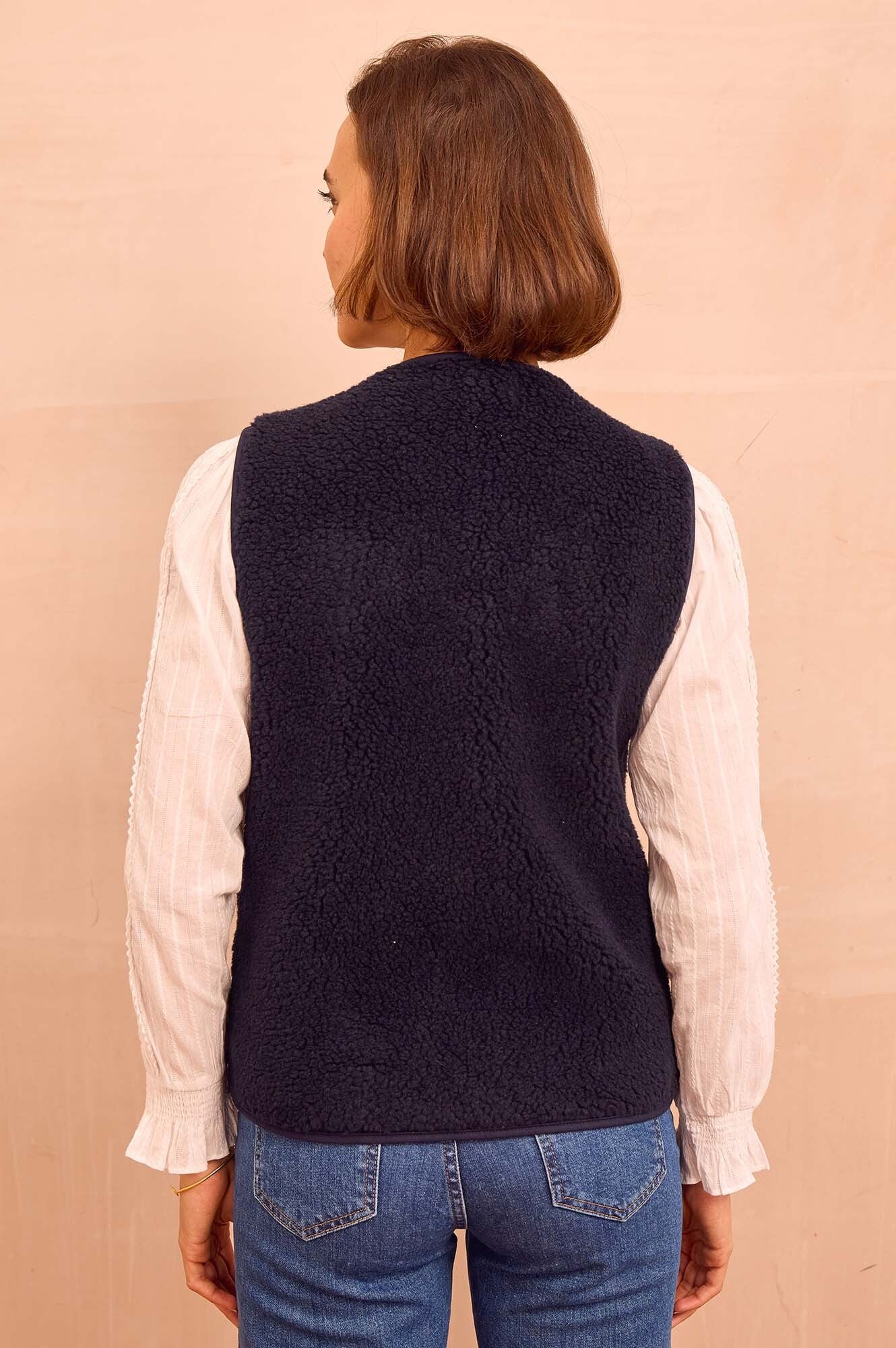 Borg Wool Blend Gilet | Navy