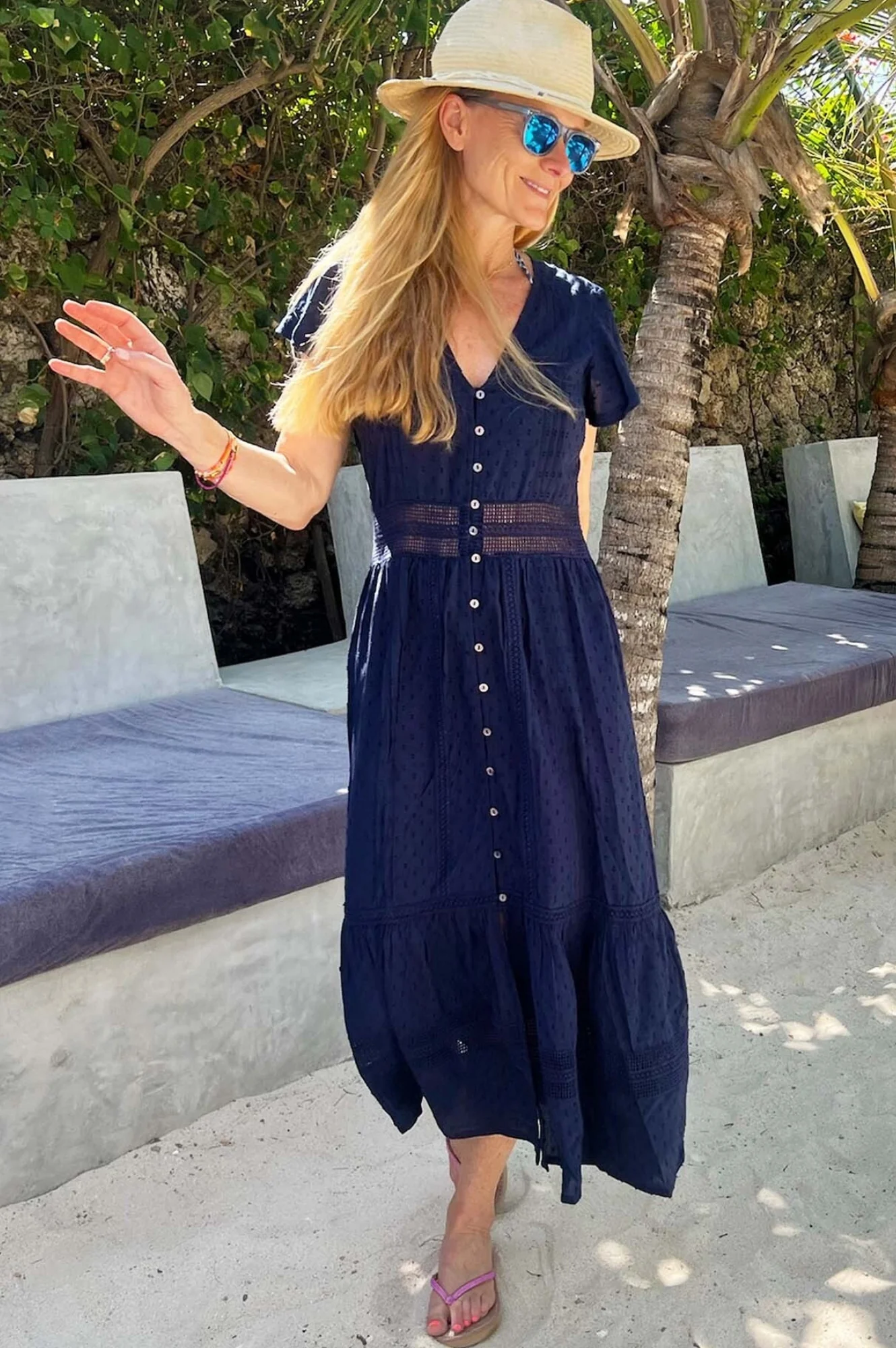 Nyla Beach Midi Dress | Navy