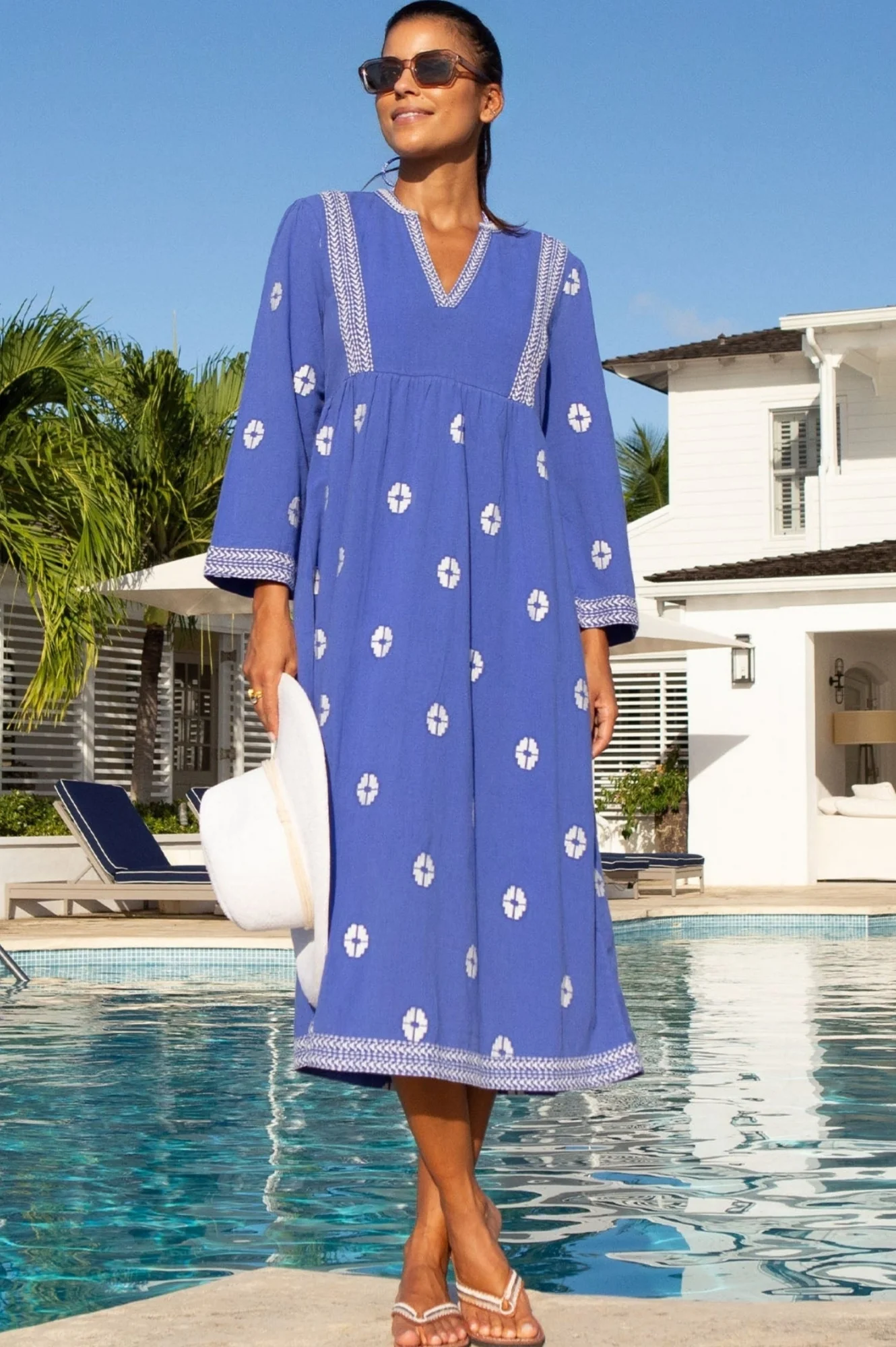 Enola Organic Cotton Dress | Dazzling Blue/White