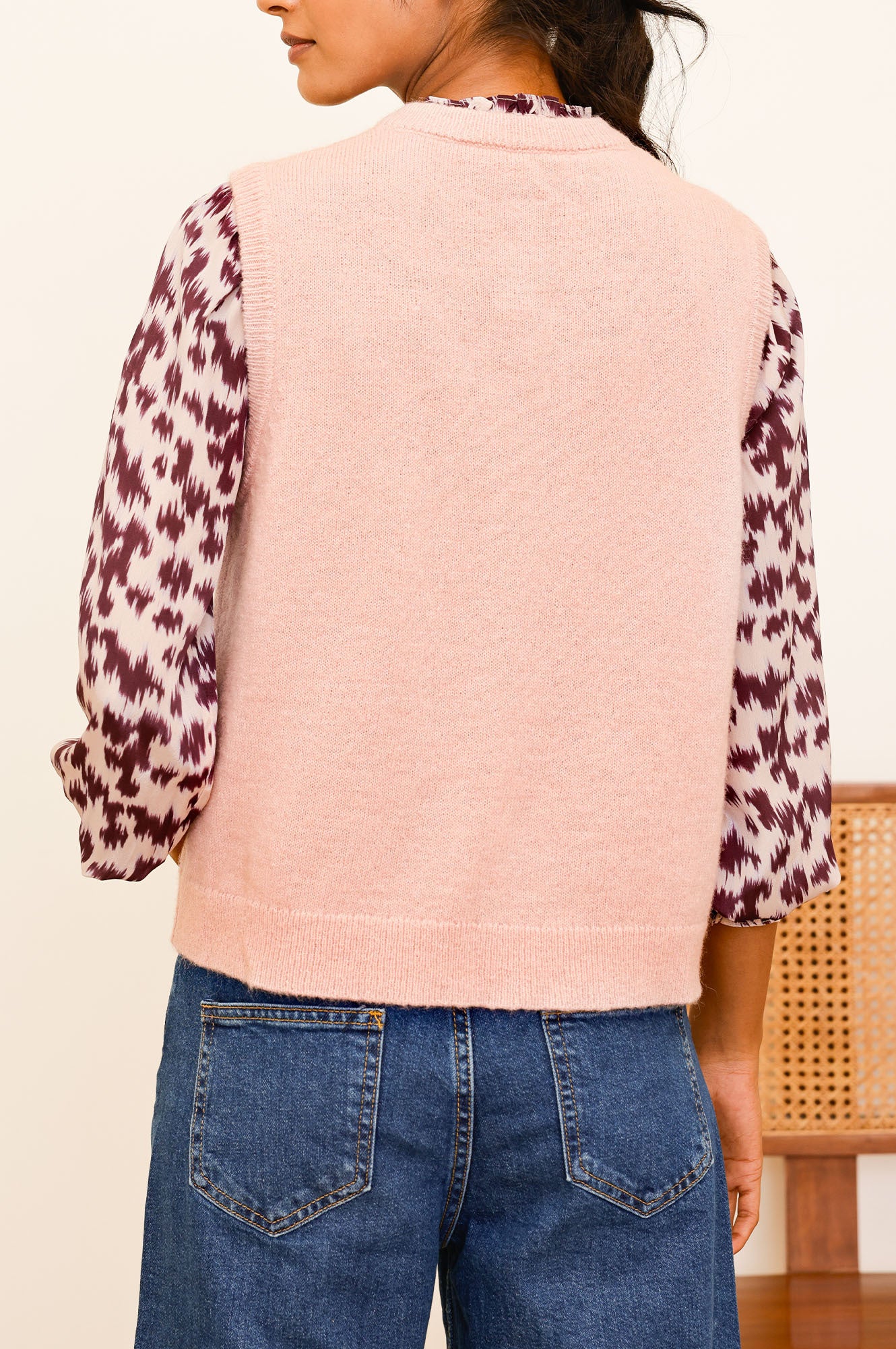 Alpaca Blend Gilet | Dusty Pink